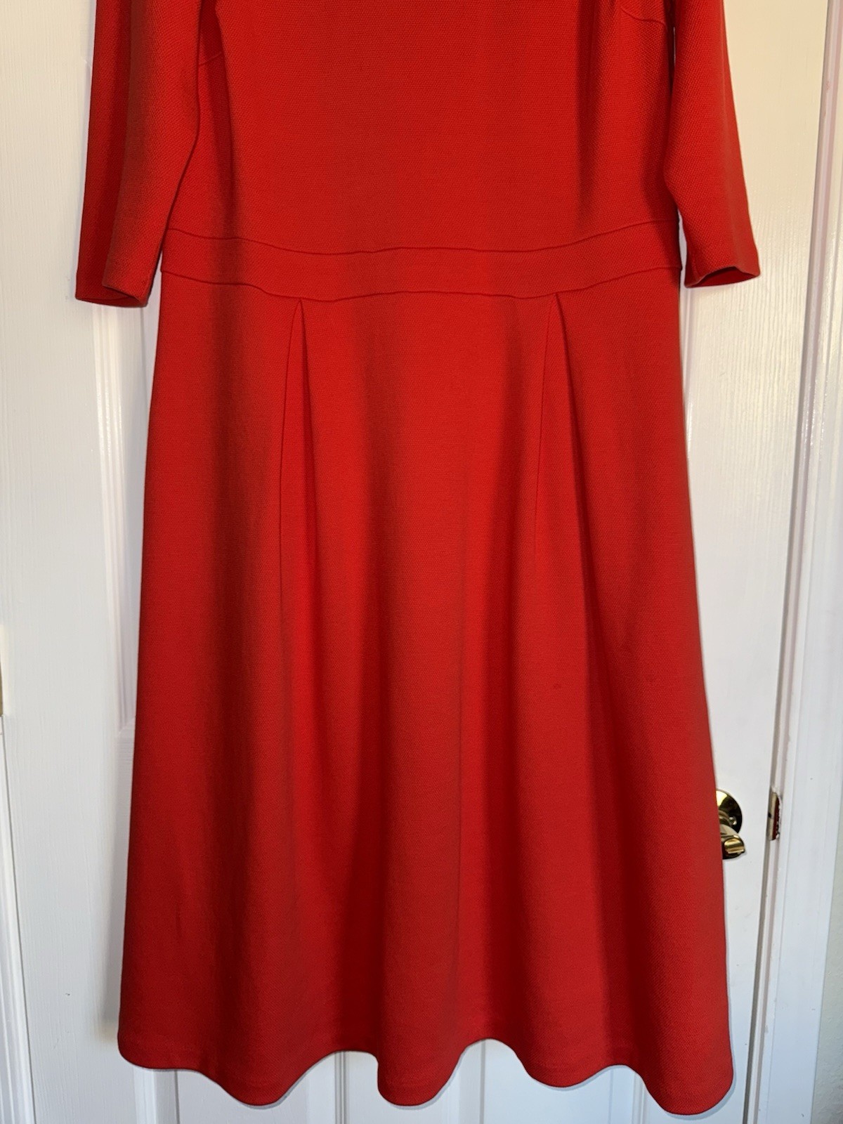 BODEN Red Holly Textured Classic Chic Holiday Fit Flare Pleated Skirt Dress 18 R