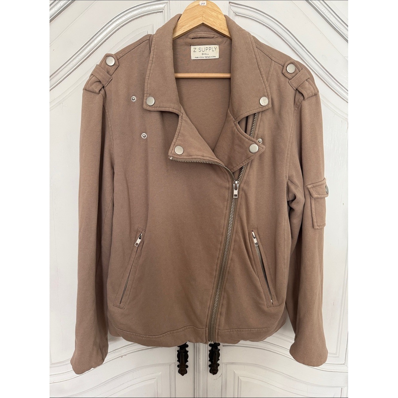 Z Supply Moto Jacket – Asymmetrical Soft Knit 100% Cotton Sweatshirt Woman’s S