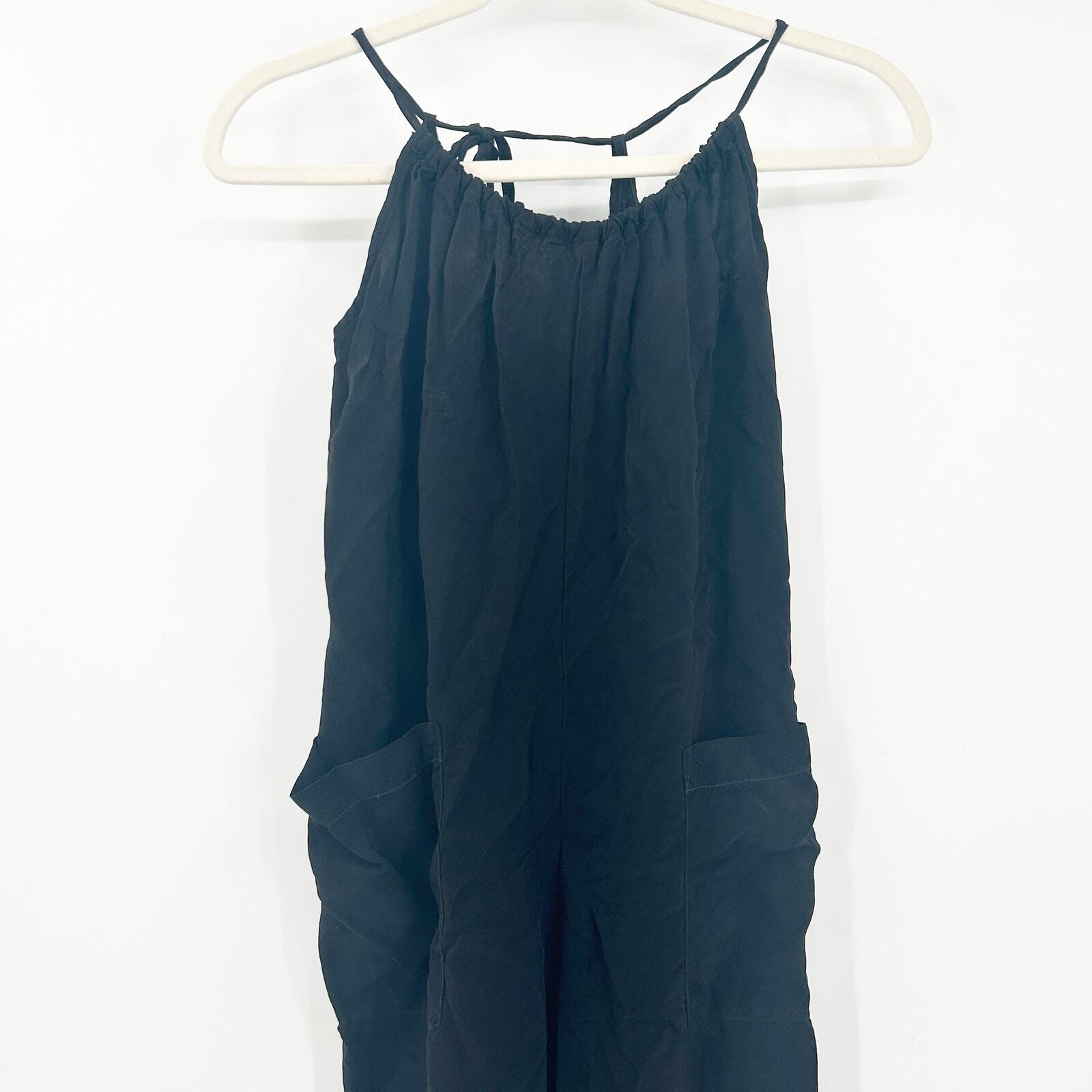 Stateside Womens Cupro Vacation Chic Sleeveless Wide Leg Jumpsuit Size XS Black