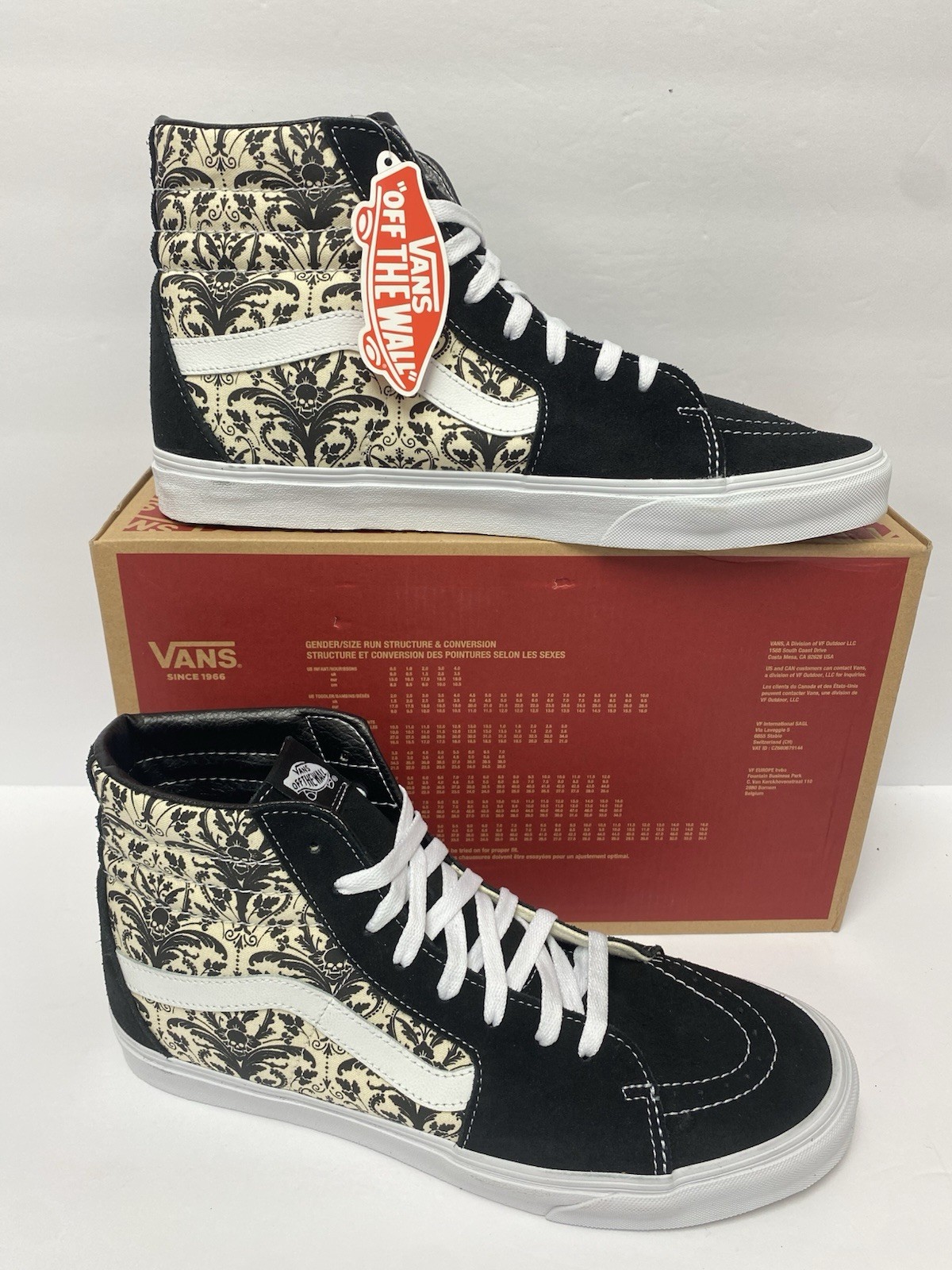 VANS M 13 SKATE Sk8 Hi Skull Tapestry Black Bone Skate Shoes New In Box !!