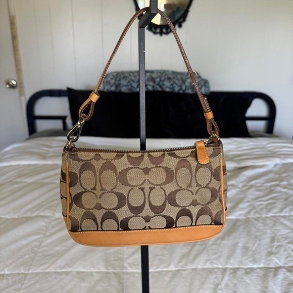 Coach 2002 demi shoulder bag brown signature jacquard canvas y2k vintage