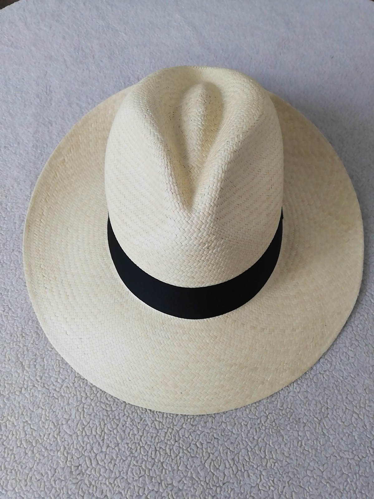 GENUINE ECUADOR HAT “PANAMA HAT” 3 Inch Brim TOQUILLA STRAW 60Cm CLASSIC BEIGE