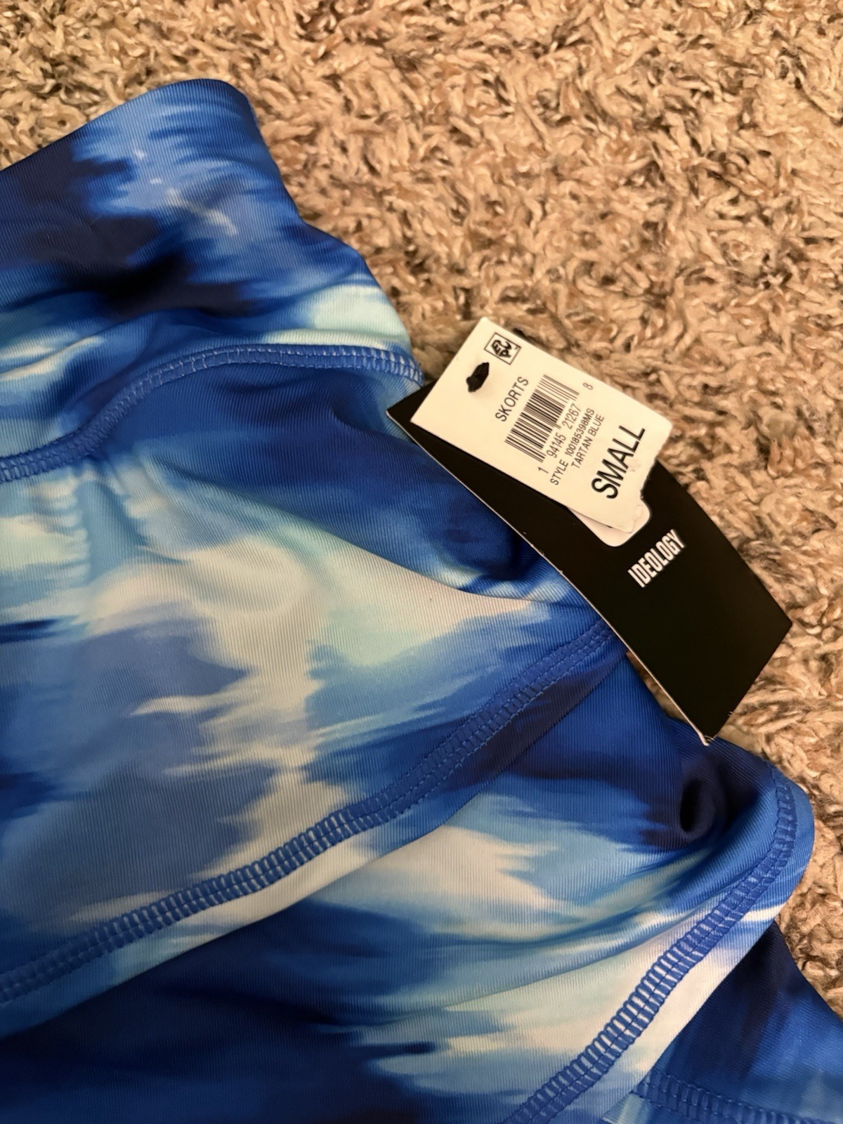Ideology Women’s Blue/White Tie-Dye Tennis Skort S Pull-On Elastic Stretch