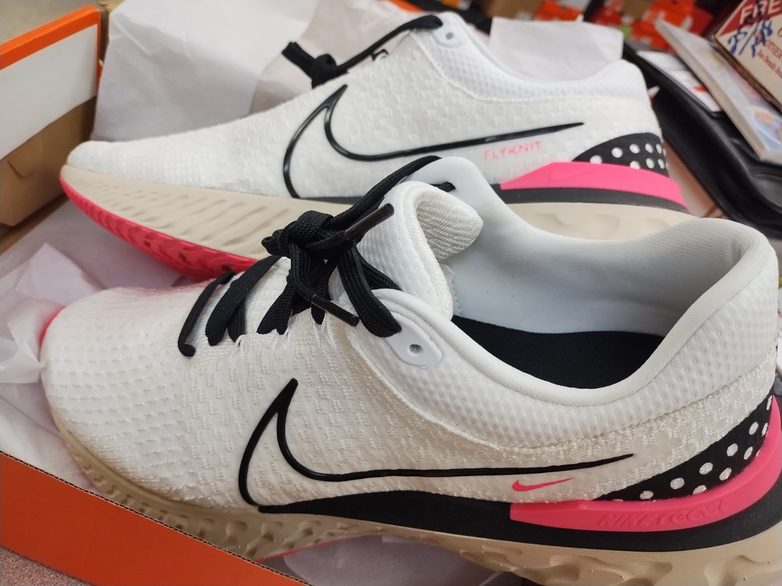 Size 13 Nike React Infinity Run Flyknit 3 Shoes White Black Pink DH5392-101