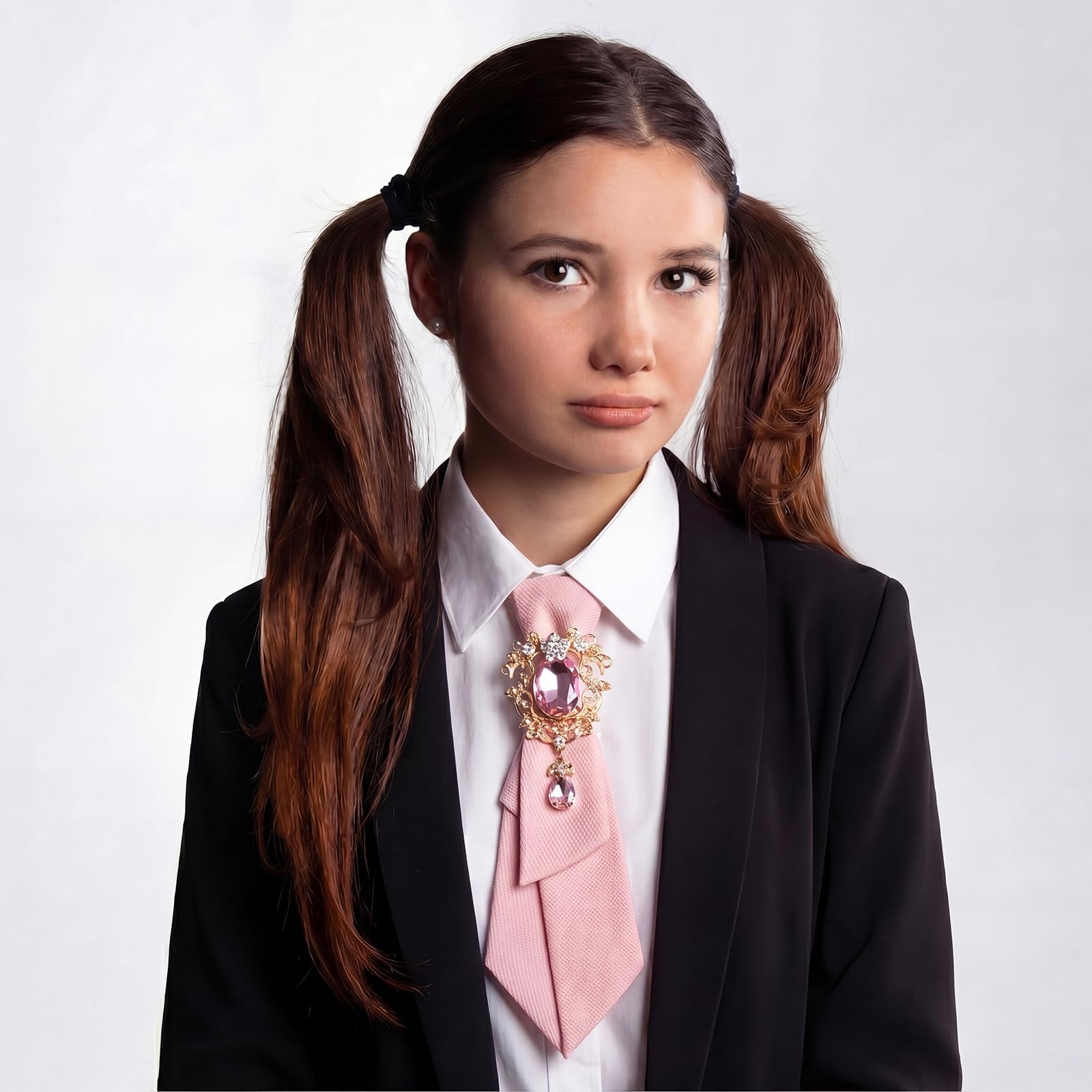 2 Pcs Adjustable Ties for Women Pearl Leopard Bow Tie with Crystal Pre Tied W…