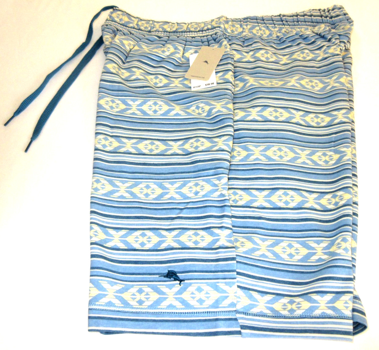 Tommy Bahama Men’s Cotton Blend Lounge Sleep Shorts W Pockets Blue Geo NWT