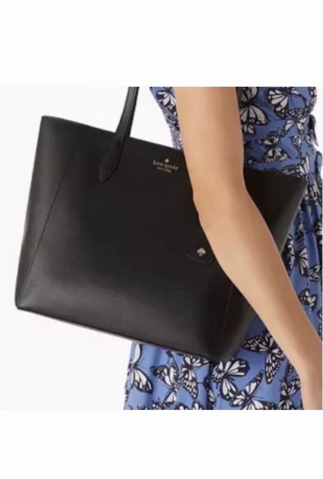 Kate Spade New York Black Large Tote Bag Gold Hardware Lined Inner Pockets