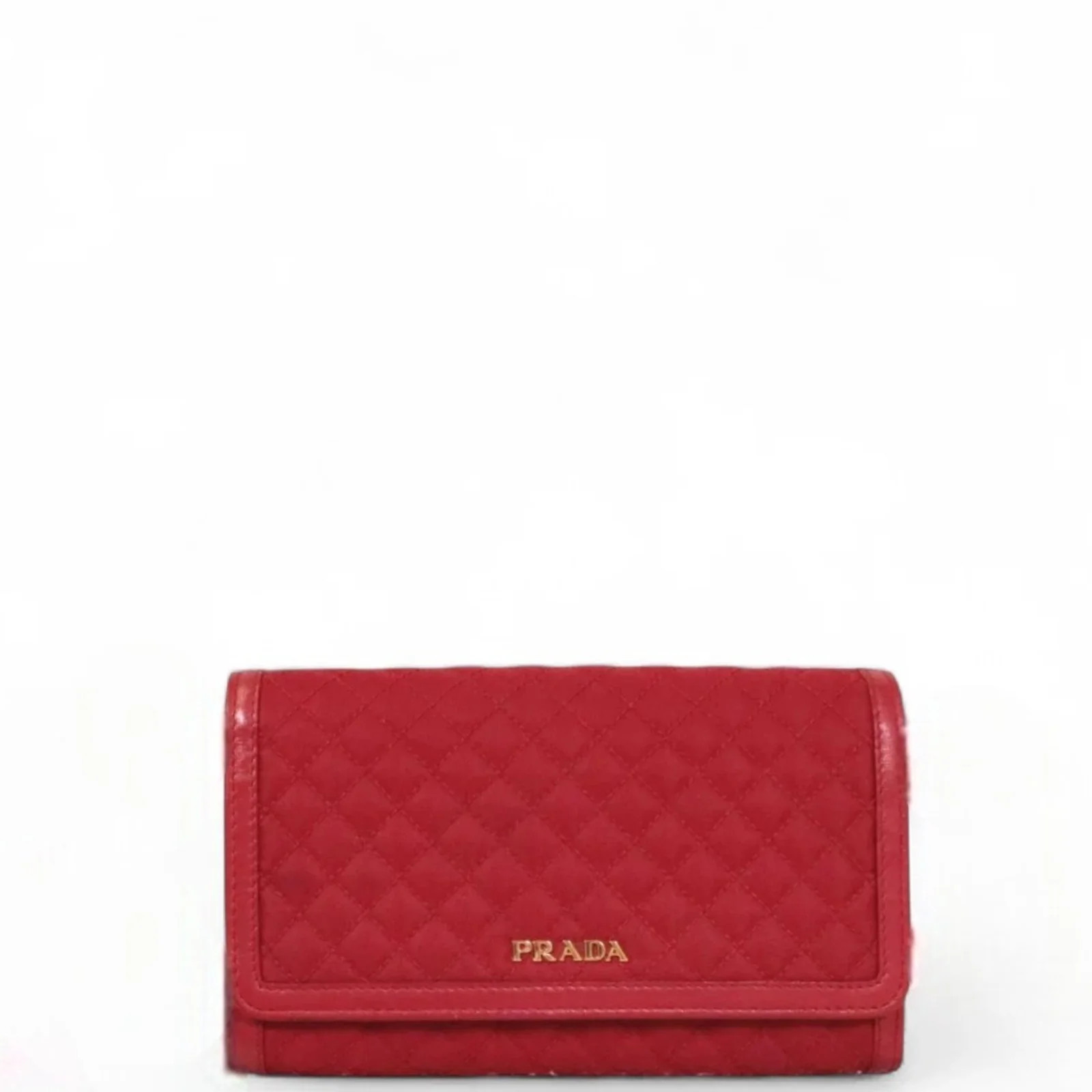 Prada Wallet On Chain Woc Red Tessuto Nylon Calfskin (mm042926f7r)