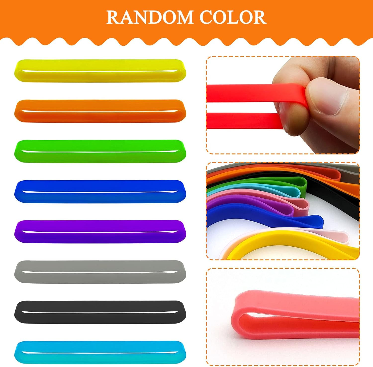 40pcs Silicone Rubber Bands Colorful Elastic Rubber Wrapping Bands Assorted C…