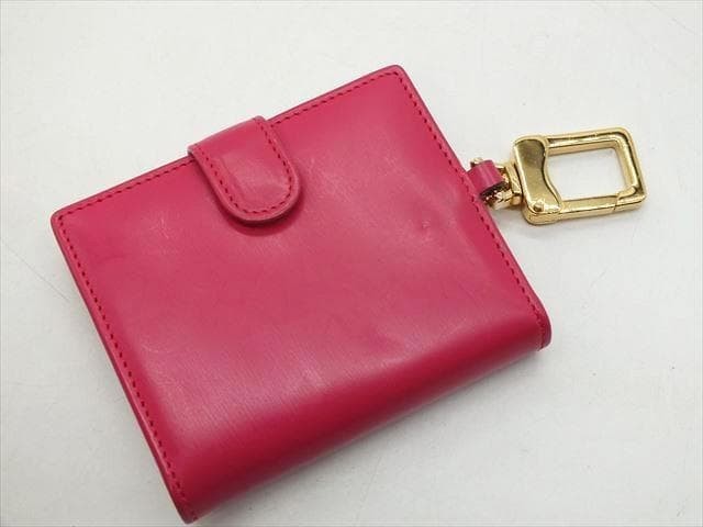 Authentic Loewe Leather Cover Memo Pad Style Keychain Pink Gold Hardware Women’s