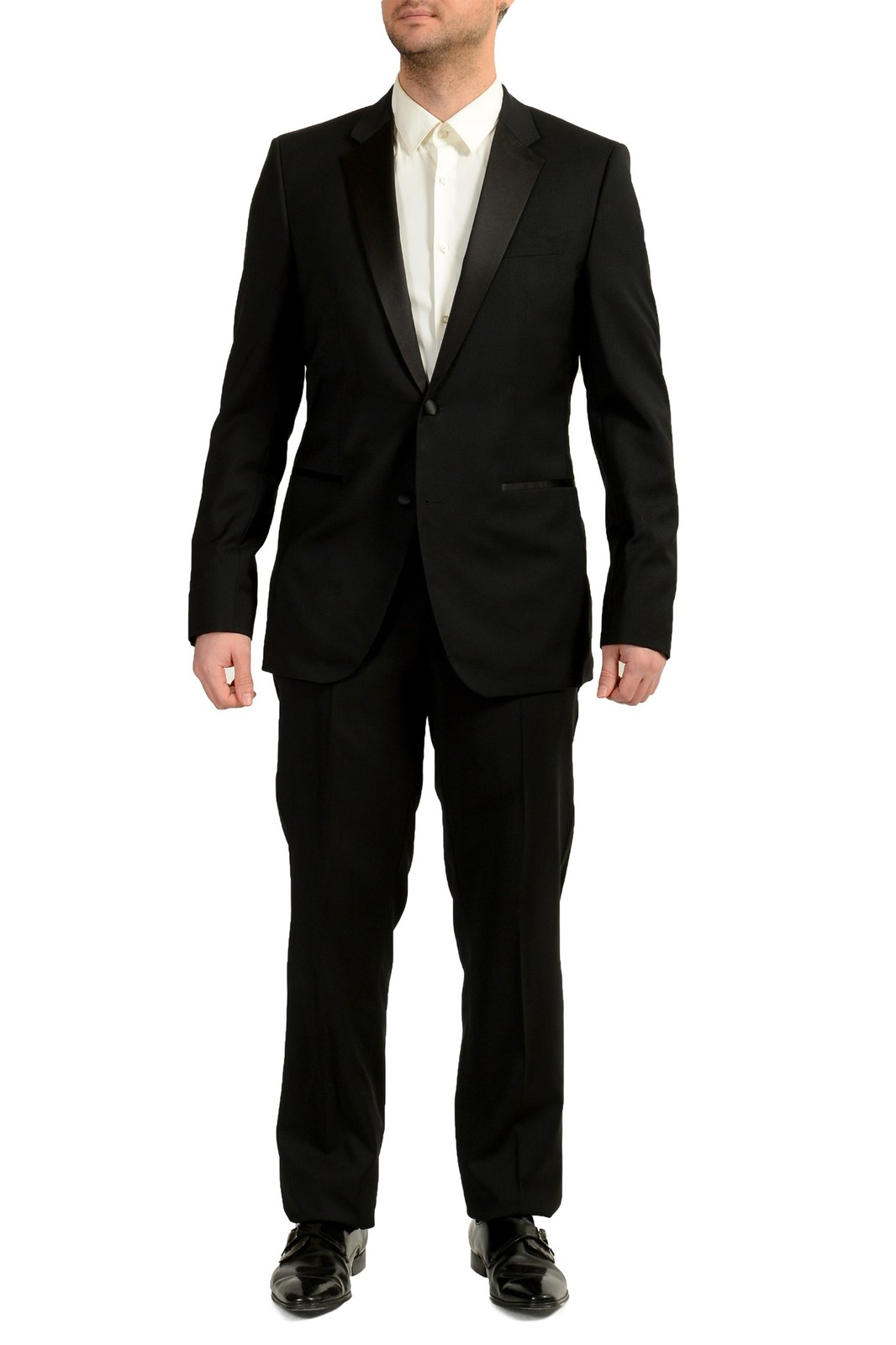 Hugo Boss Men’s “The Stars75/Glamour3” Black Tuxedo 100% Wool Suit US 40L IT 50L