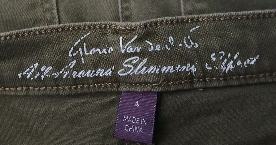 Gloria Vanderbilt Cargo Pants 4 Wide Leg High Rise Olive Green