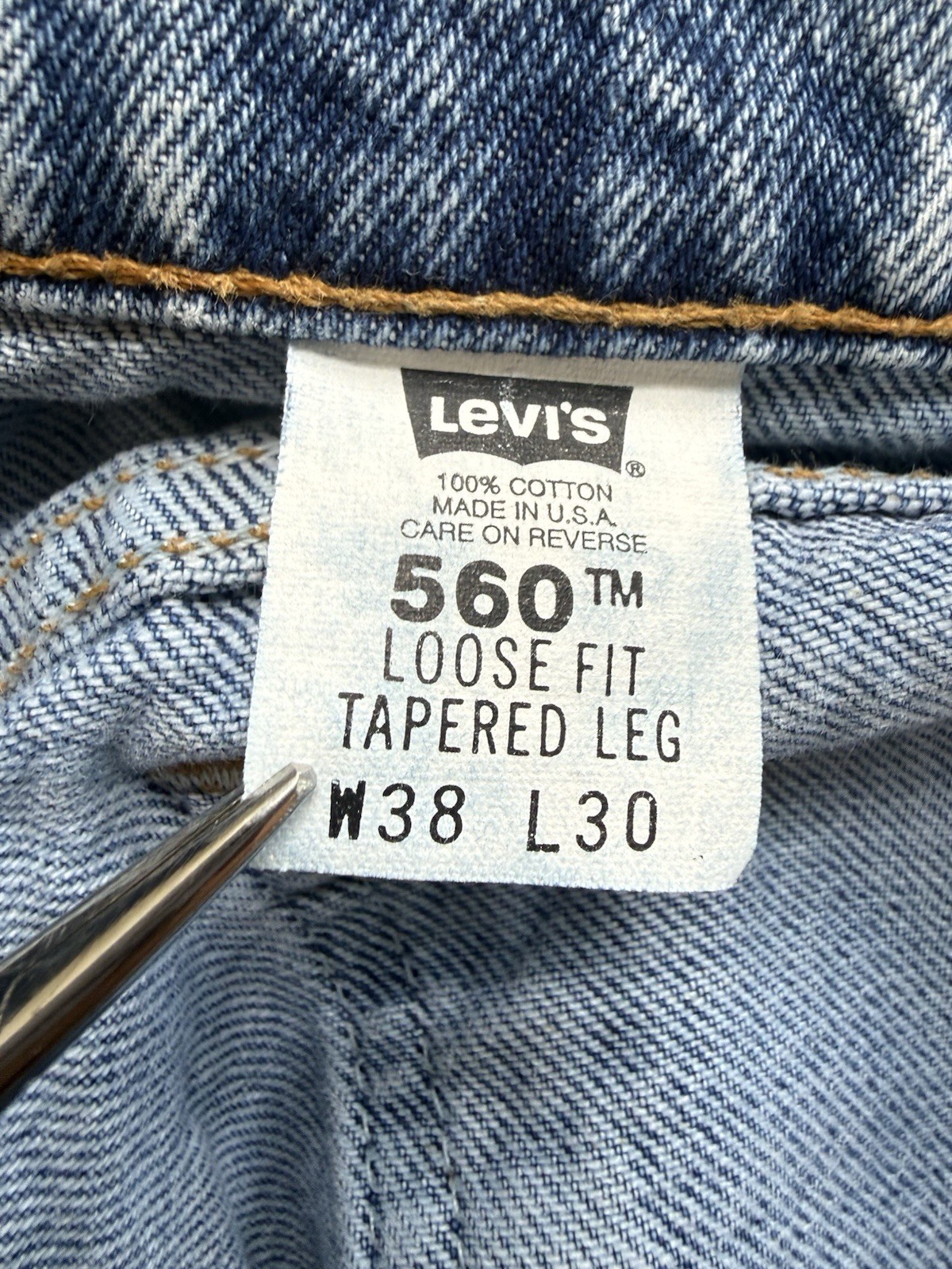 VTG 90s Levis 560 Jeans Men 36×29.5 Loose Tapered Orange Tab Made in USA 05-97