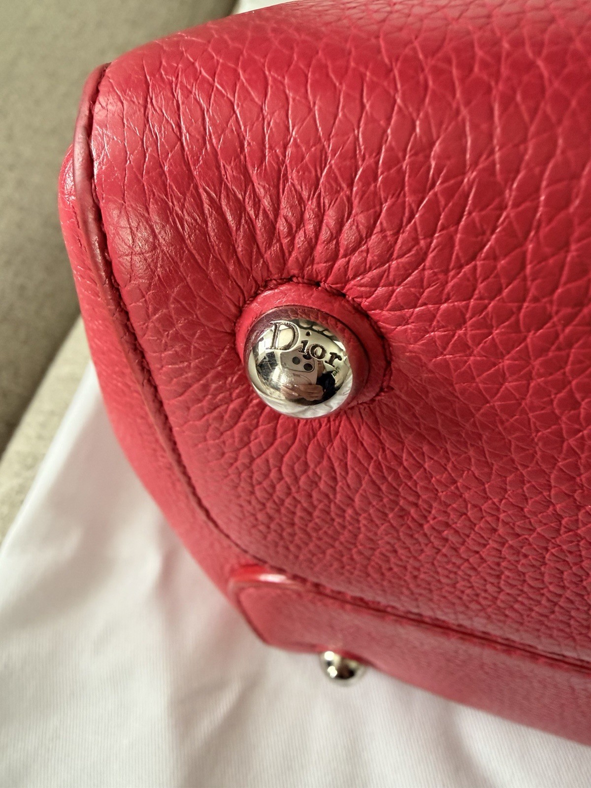 💕 Dior Large Bar Tote Bag – Pink – Logo Charm – Silver Hardware