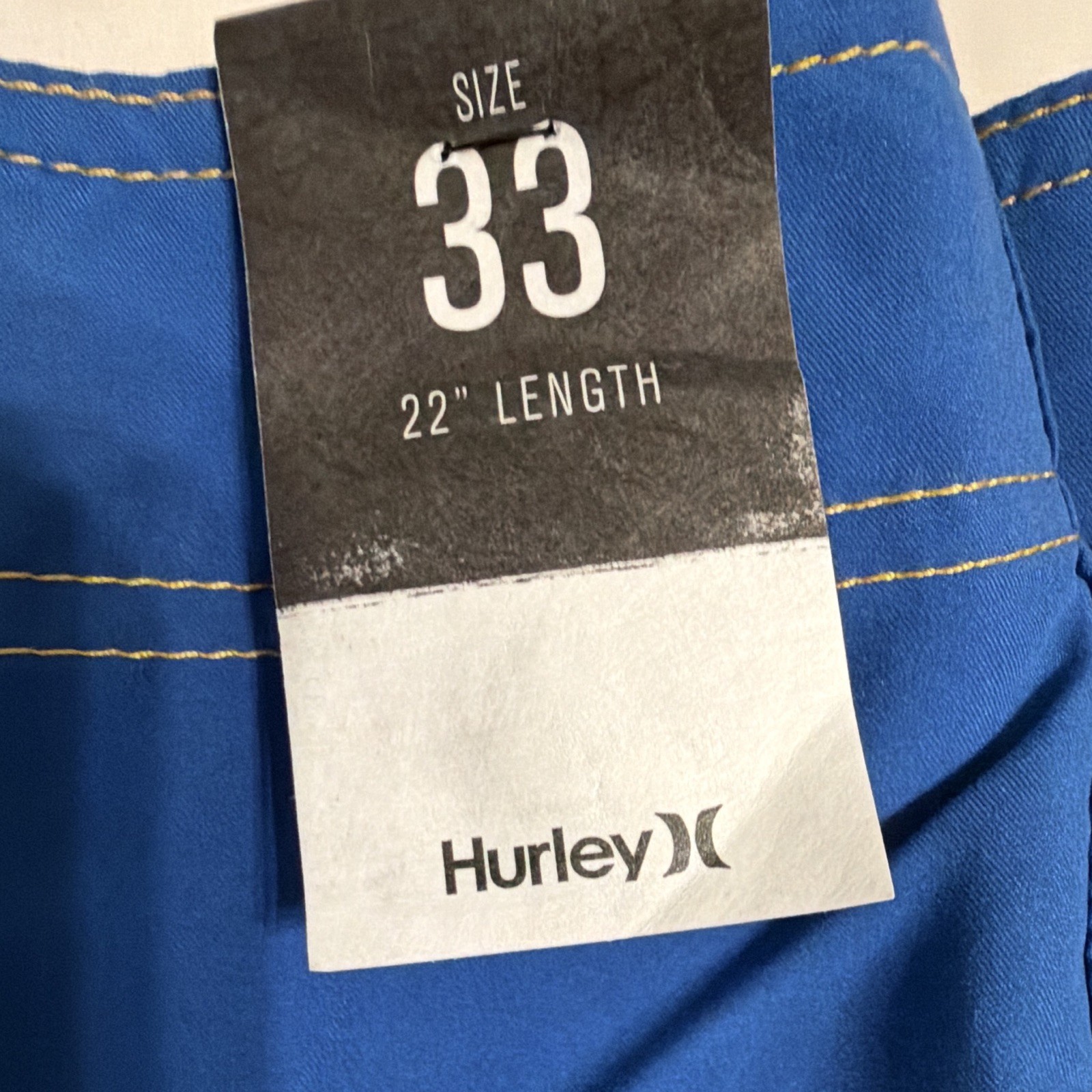 NEW Hurley Men’s SIZE 33/22inch length Solid Blue Board Short Size L NWT