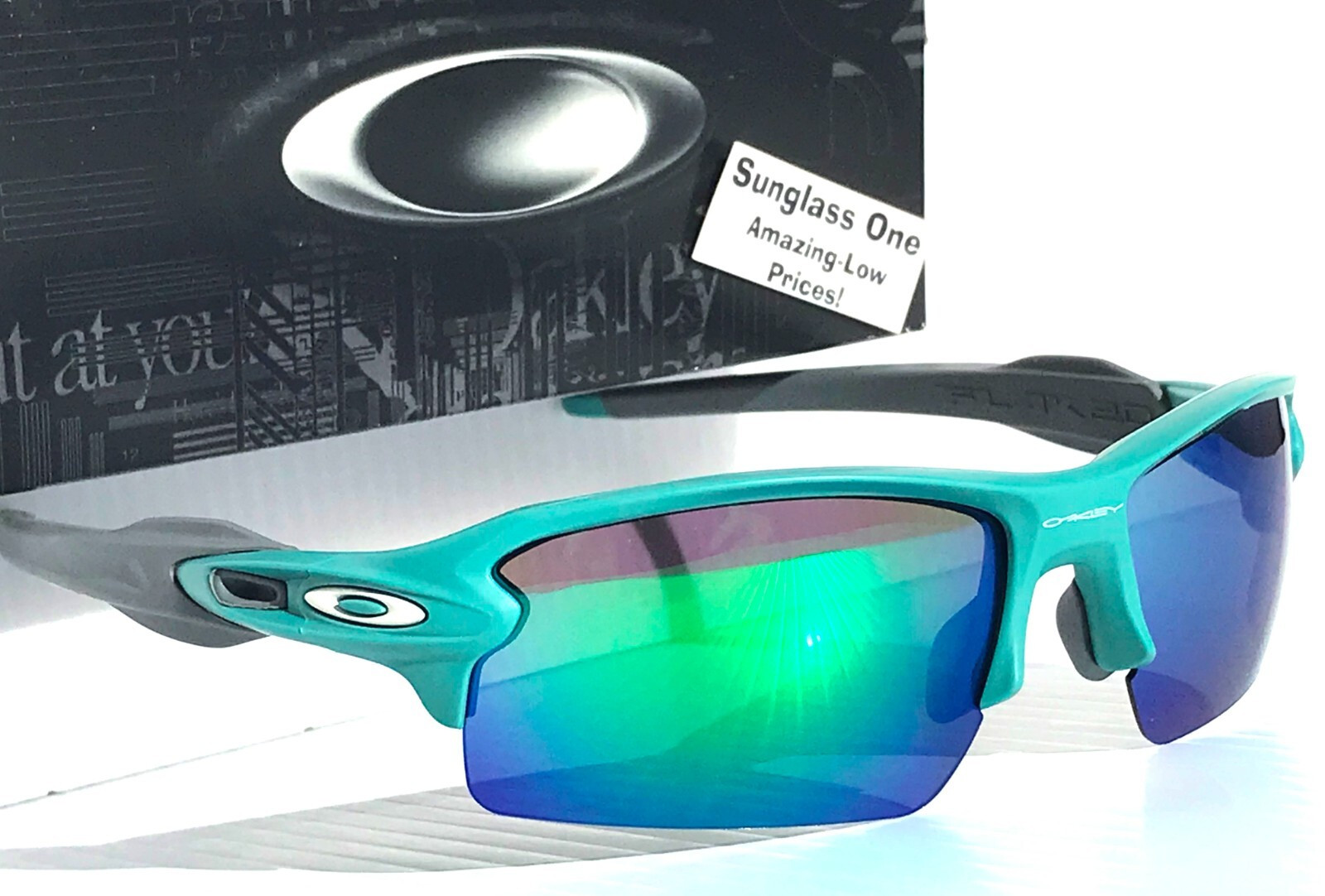NEW Oakley FLAK 2.0 Matte Pacific Green POLARIZED Galaxy Jade Sunglass 9188