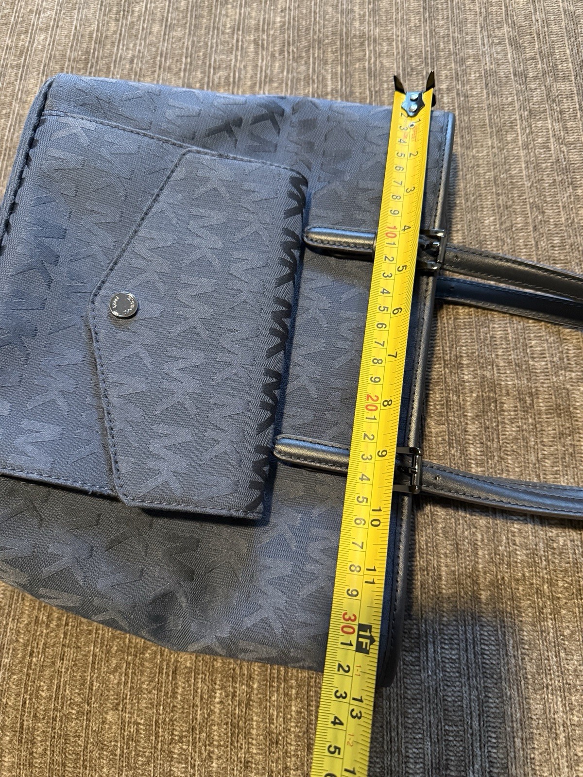 Michael Kors Navy MK Logo Tote with Front Pocket