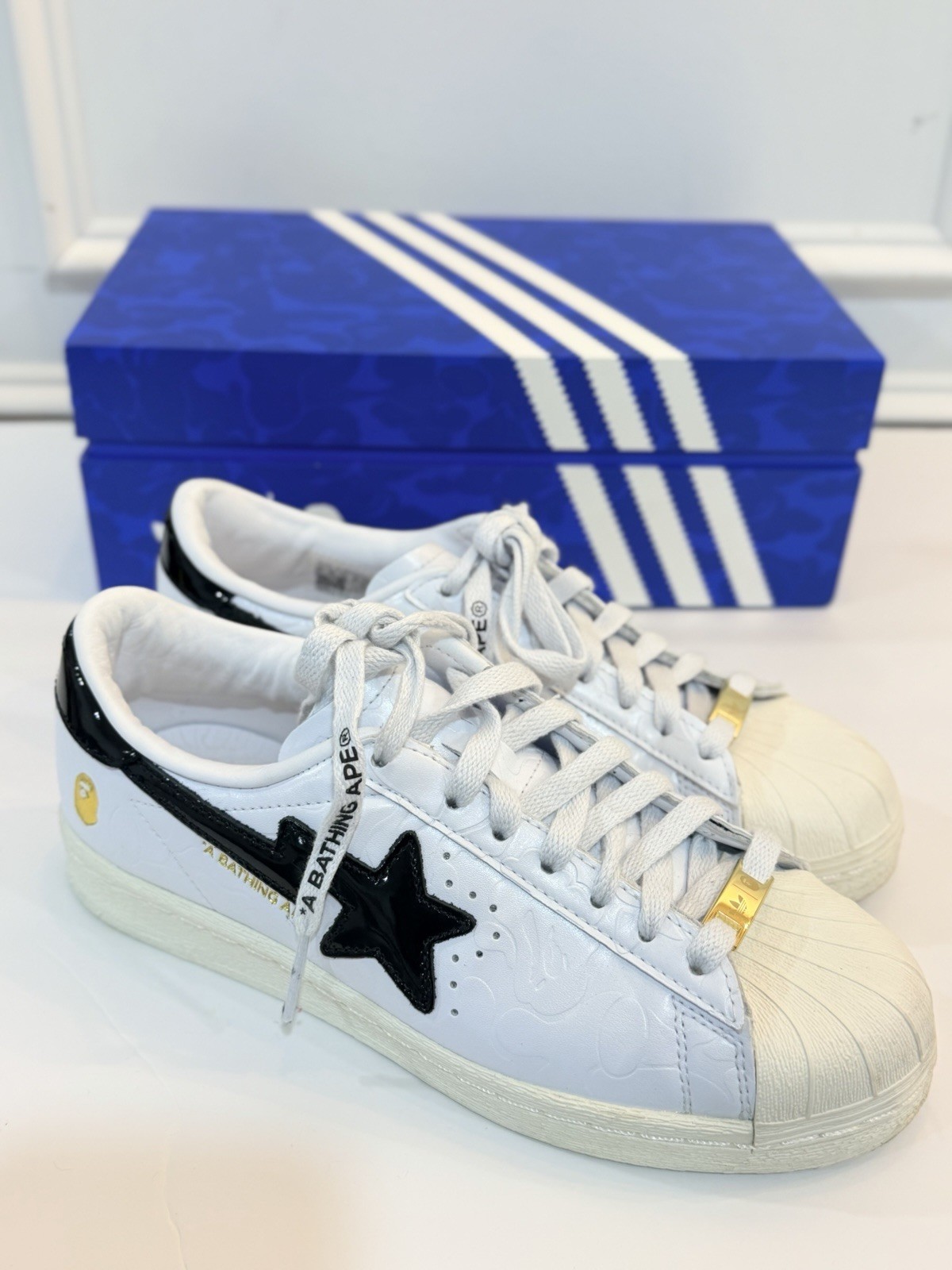 adidas Superstar x A Bathing Ape BAPE White/Black Low Top Lace-Up Sneakers