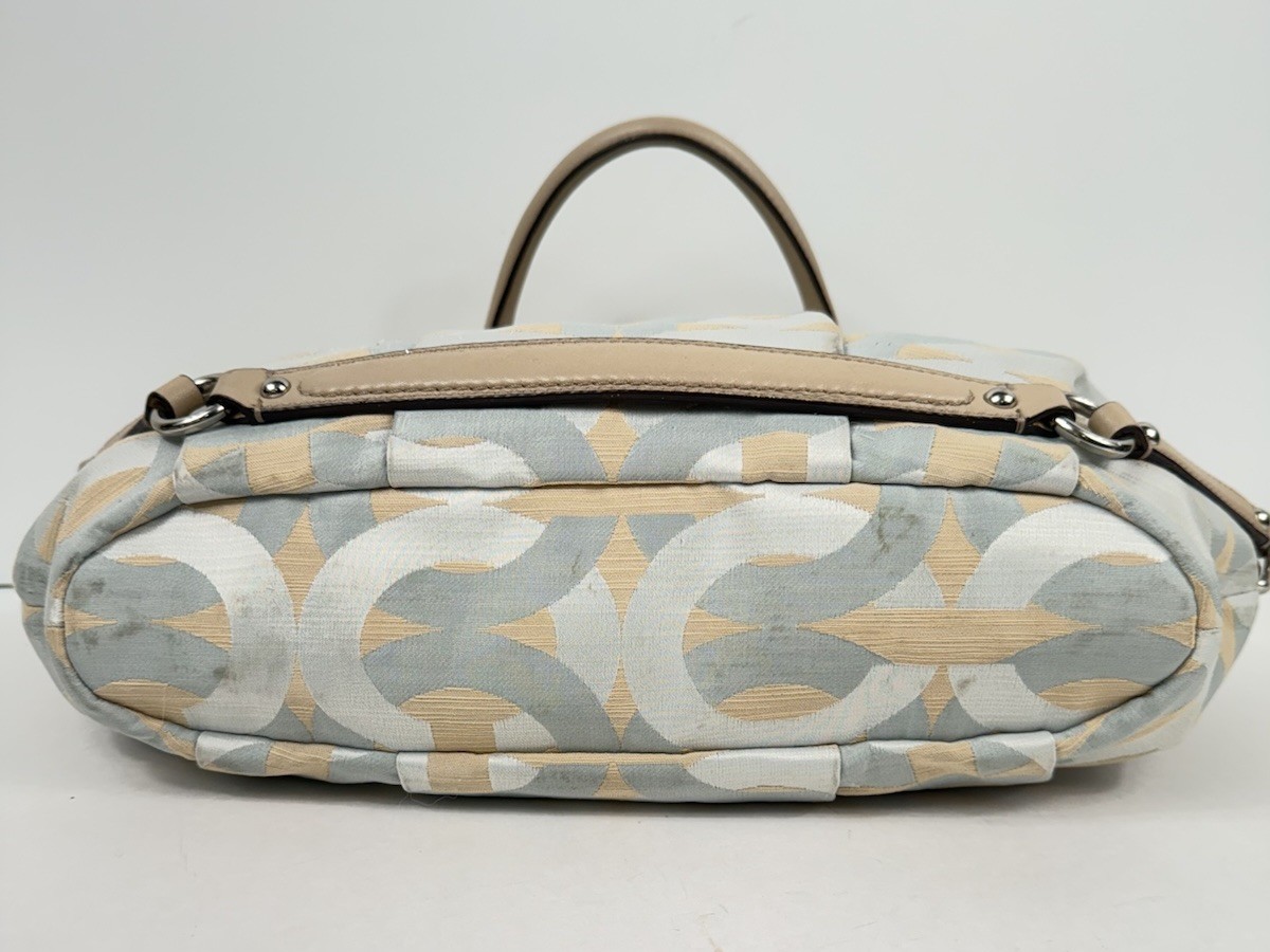 COACH Madison Shantung Chainlink Sophia Satchel Silver Bay Mist Leather/ Fabric