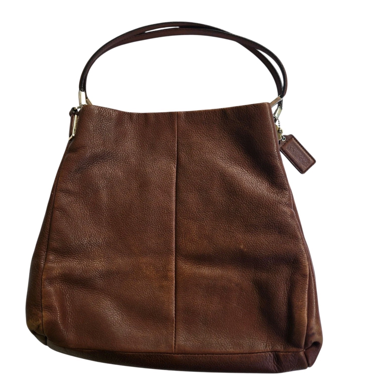 Coach Madison Phoebe Pebbled Leather Hobo Brown Shoulder Bag Purse H1376-26224