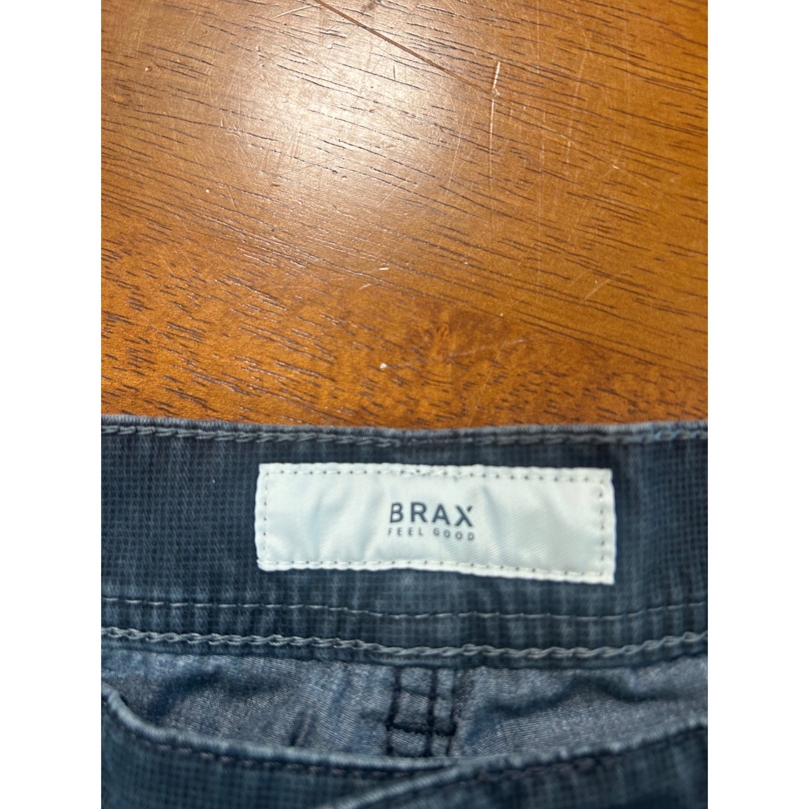 Brax Cooper Fancy Regular Fit Pants Mens 33×34 Blue Textured Straight Leg