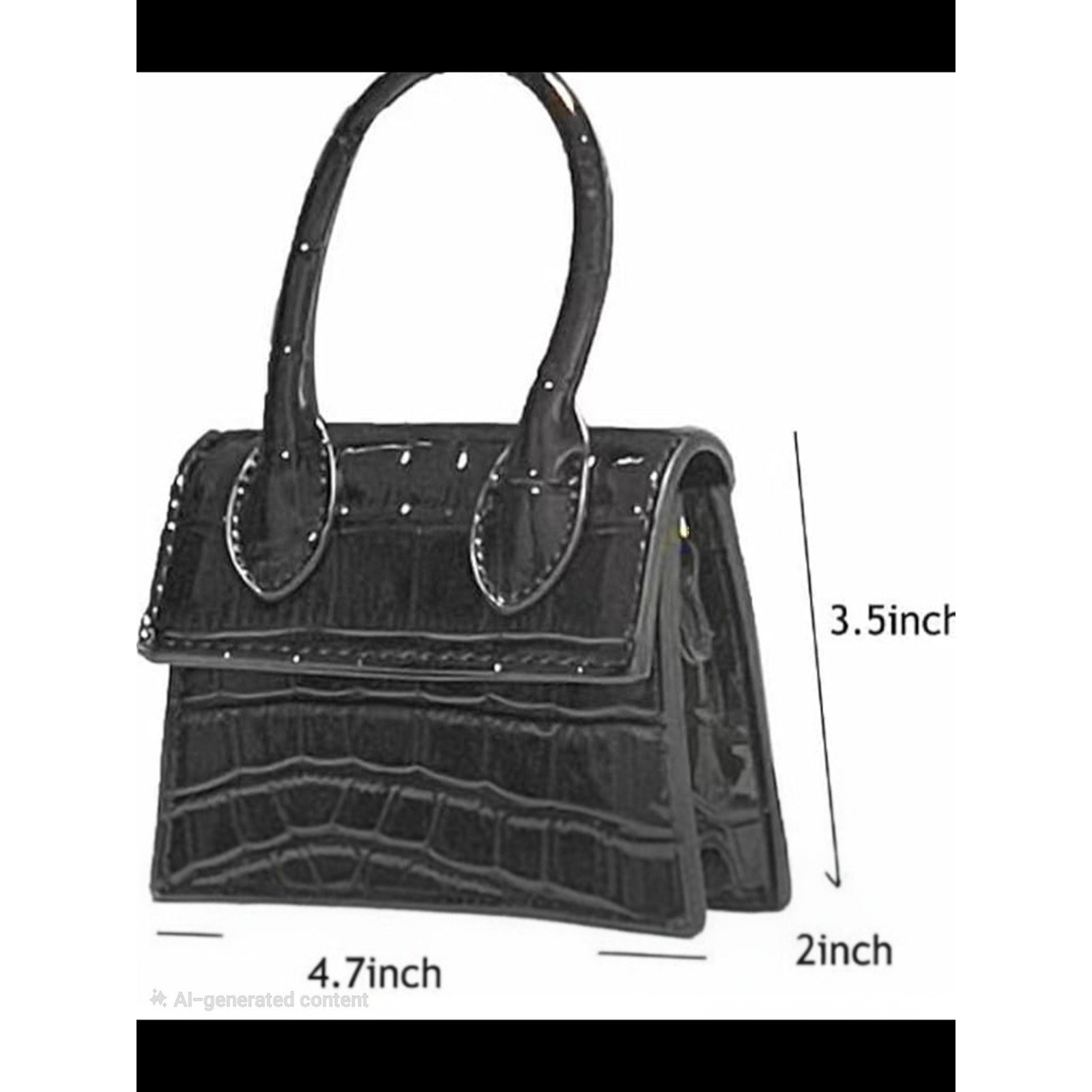 NWOT Black Croc-Embossed Patent Top-Handle Mini Bag
