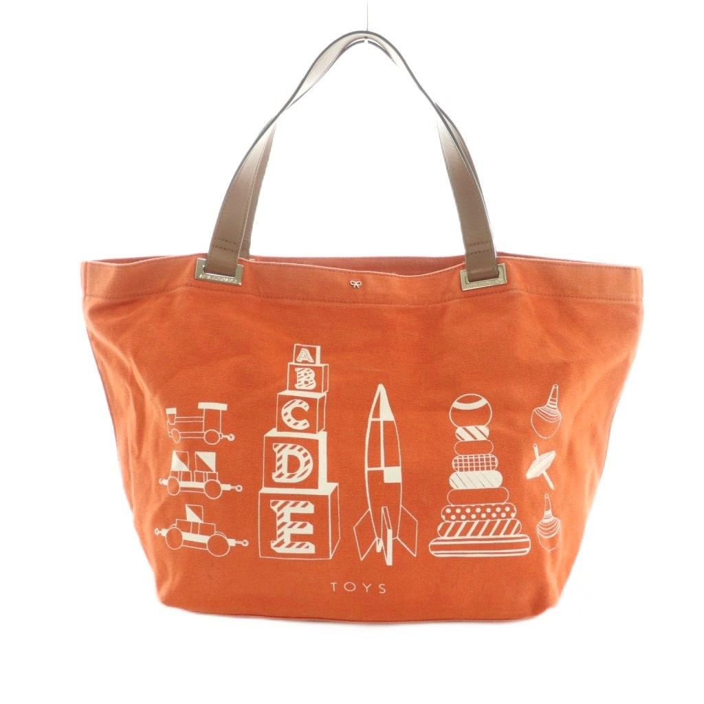 Anya Hindmarch Canvas Tote Bag Orange Women’s Vintage, 11.6×7.3in, B Condition