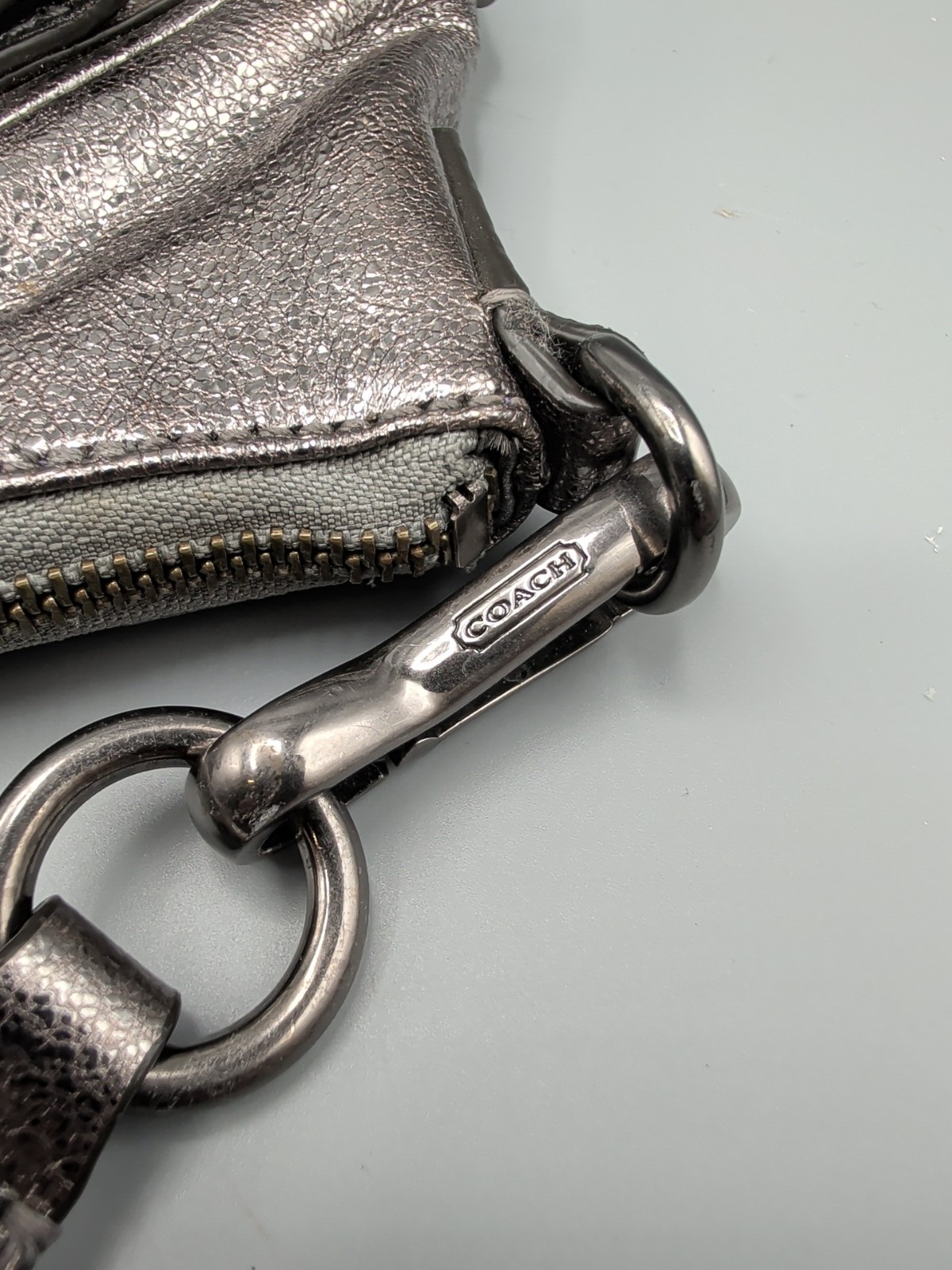 Coach Madison Sophia Metallic Satchel Handbag Silver/ Rose Gold