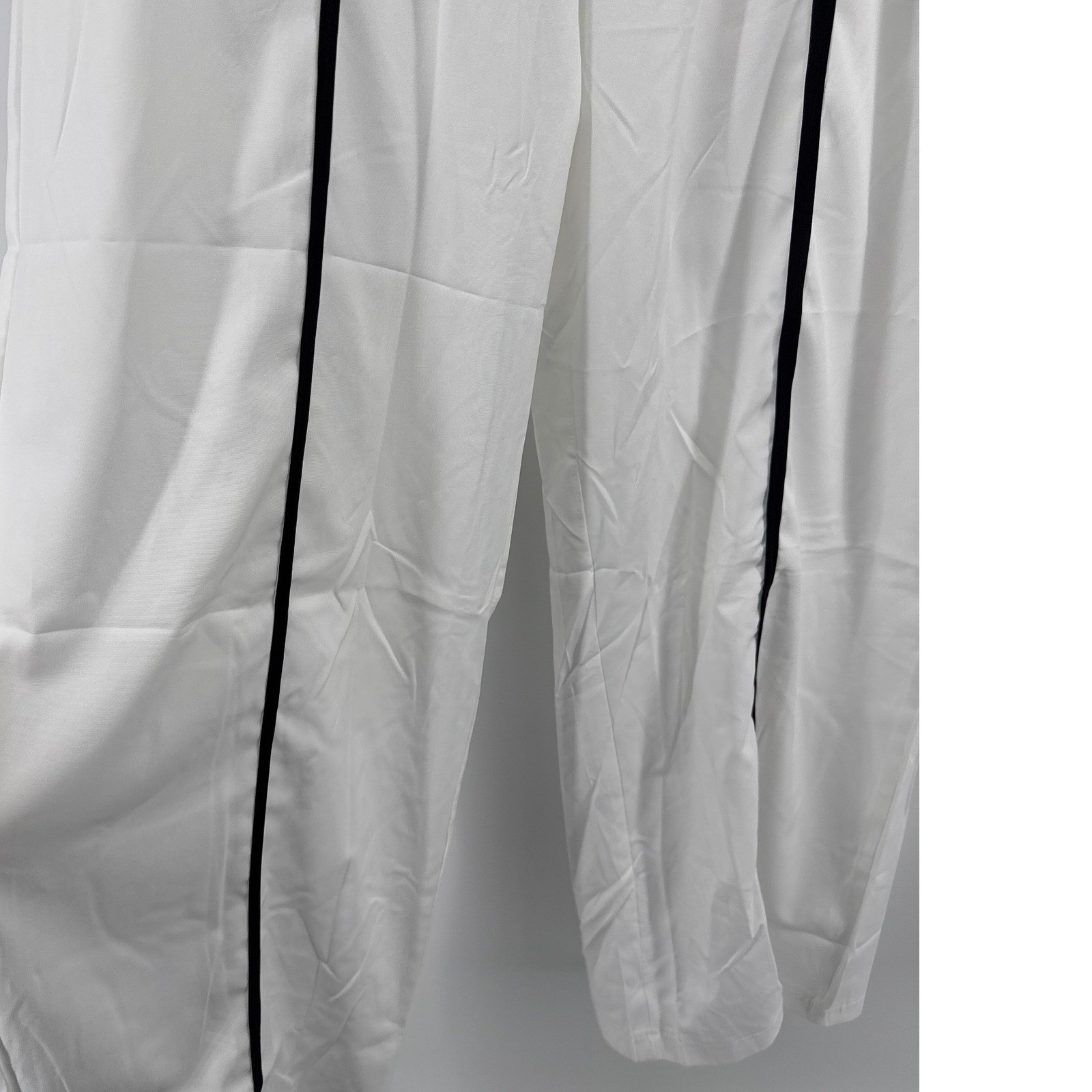 White Black Trim 2 Piece Lounge Set Short Sleeve Top Wide Leg Pants 1XL