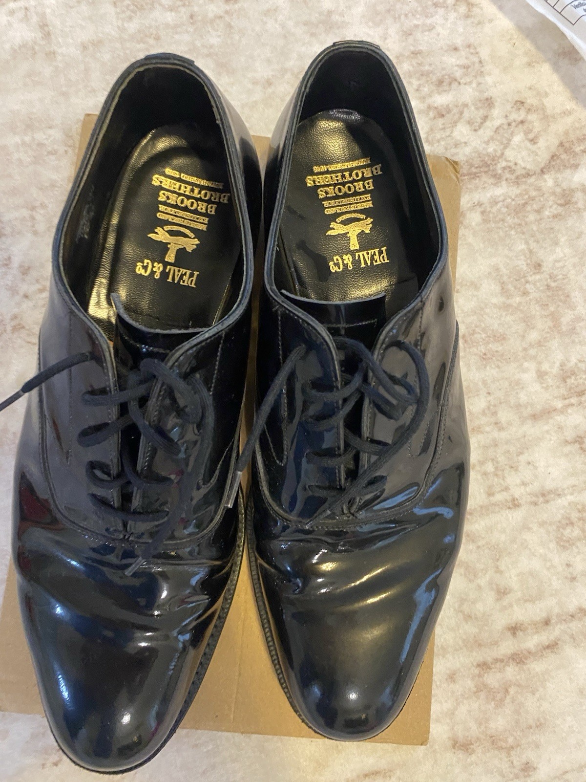 Peal & Co Brooks Brothers Men’s Black Patent Leather Oxford Lace-Up 10D