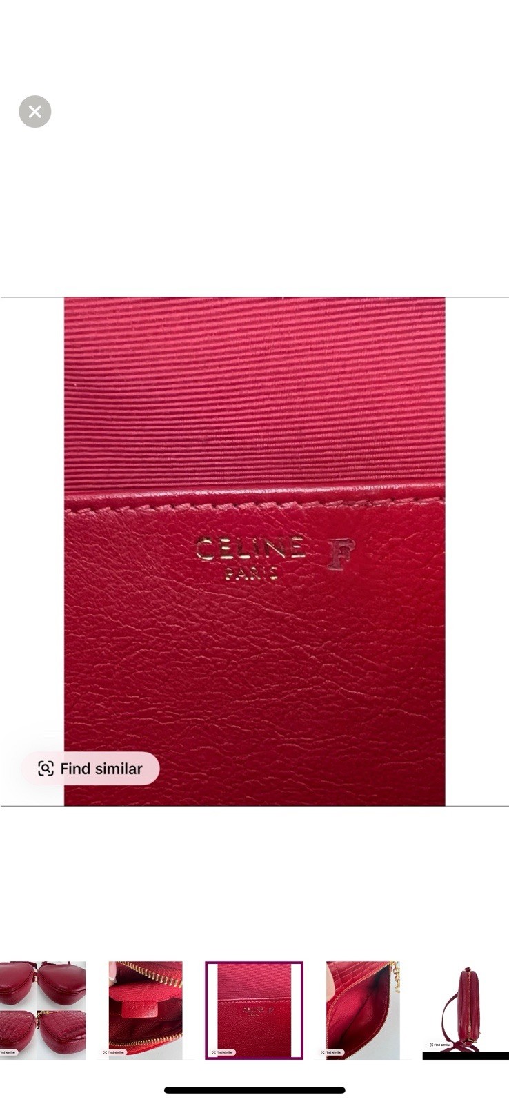 CELINE C Charm Small Crossbody Shoulder Bag Camera Red Leather Women’s Used