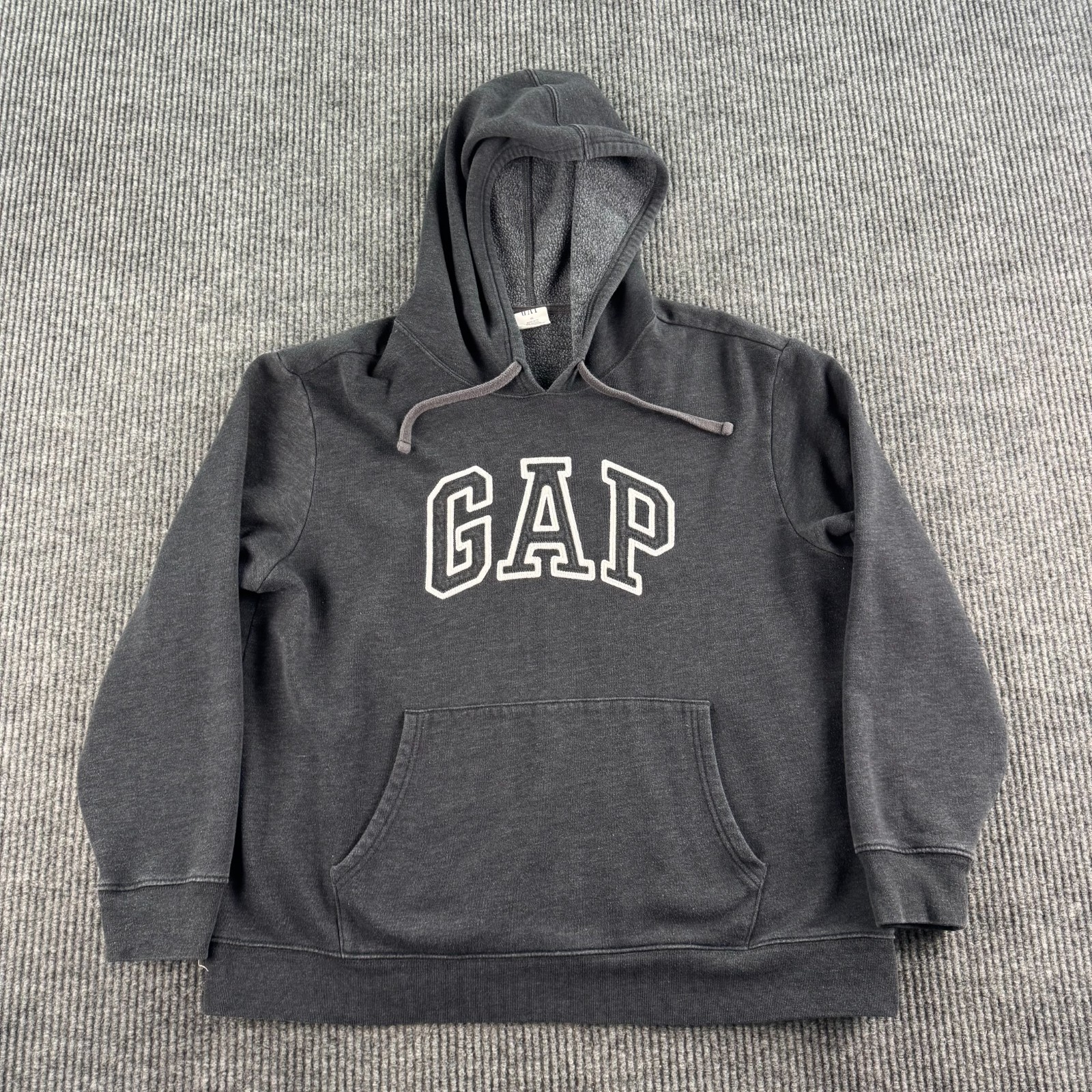 Gap Hoodie Womens XL Gray Spell Out Logo Center Pullover Short Sleeve Fit
