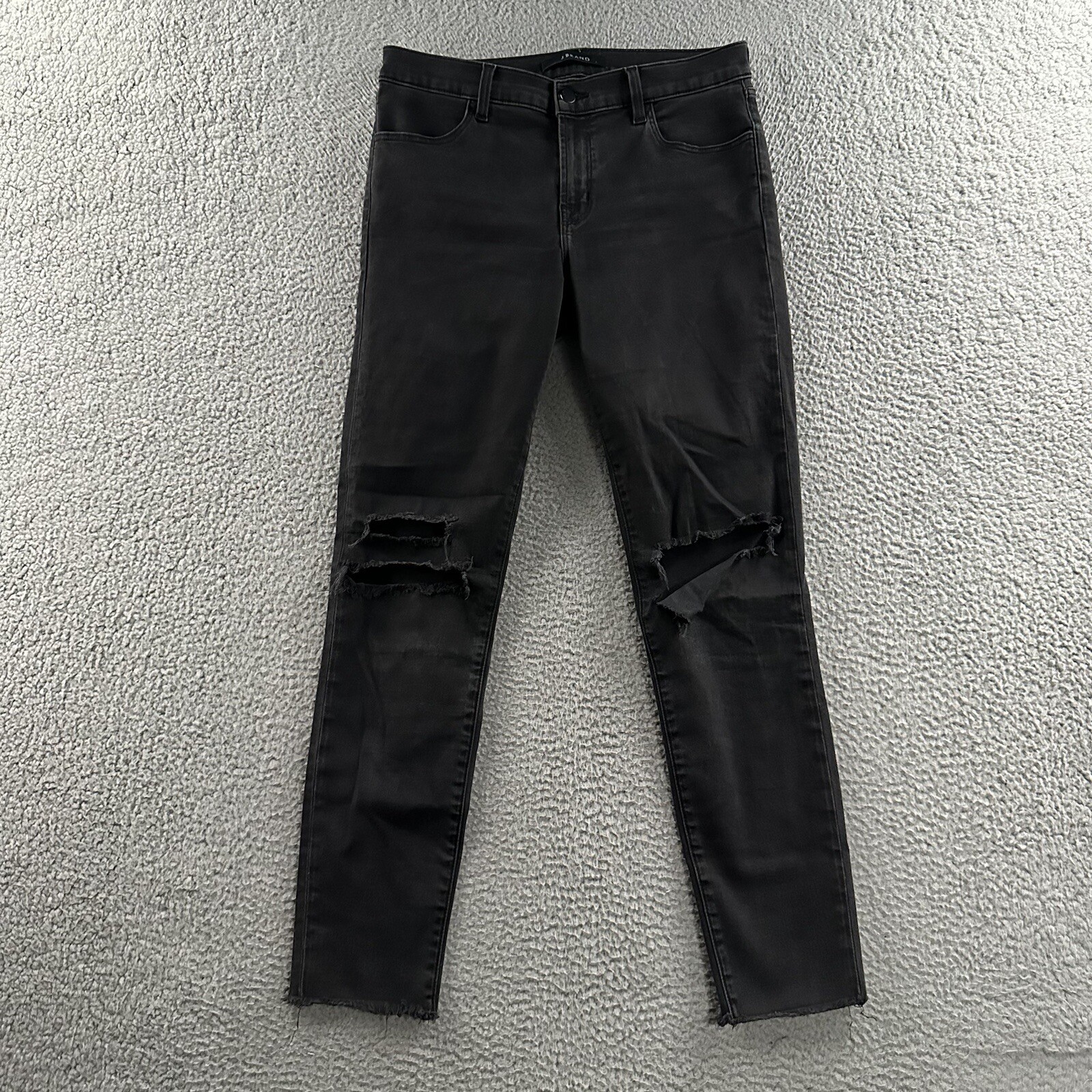 J Brand Womens Jeans Black Size 30 Mid Rise Crop Skinny Distressed Cotton Blend