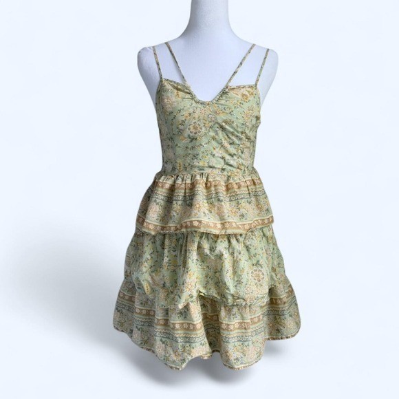American eagle green and yellow floral printed babydoll dress