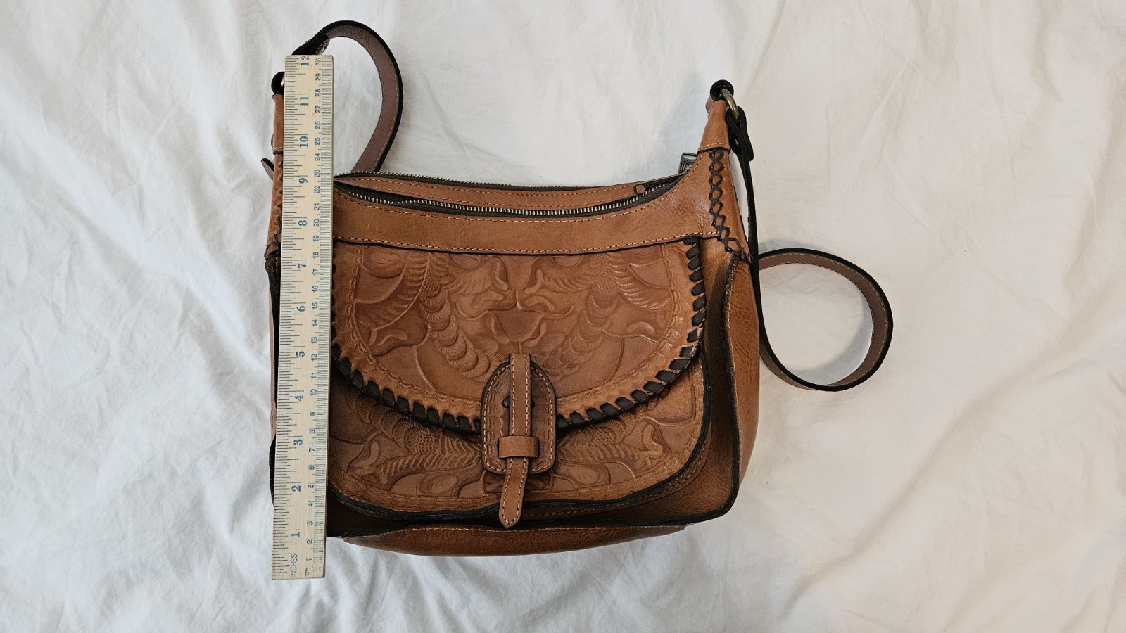 Patricia Nash Camille Embossed Leather Crossbody Bag Adjustable Strap NWOT
