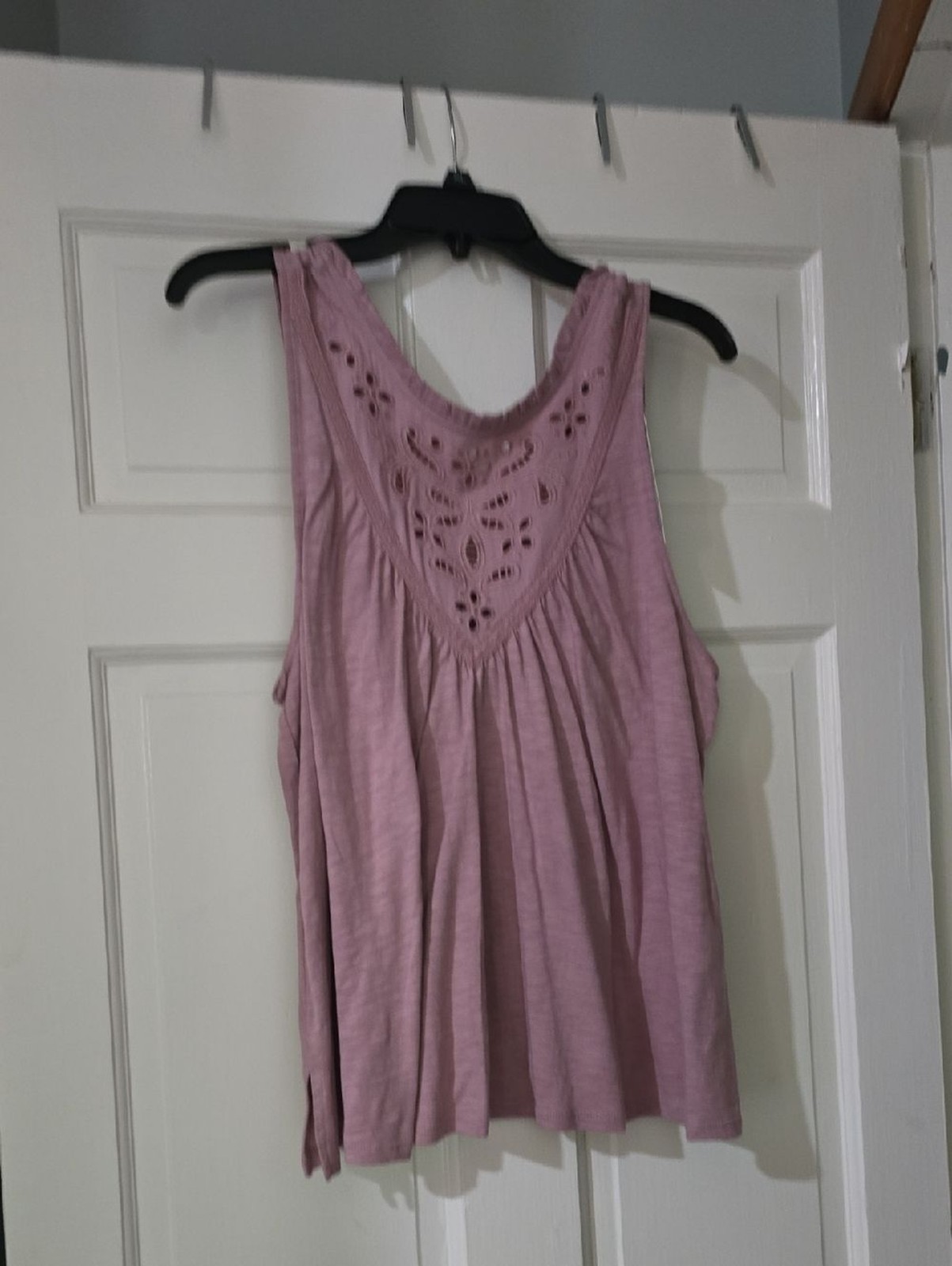 True Craft Mauve Crochet Yoke Tank Top
