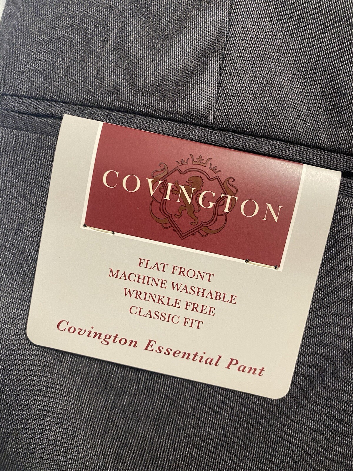 New Covington Essential Dress Pant 32×30 Gray Flat Wrinkle Free Classic Straight