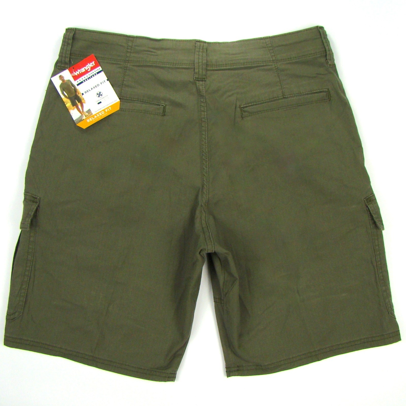 NEW Men’s Wrangler Cargo Shorts Stretch OLIVE Relaxed Fit Tech Pocket ALL SIZES