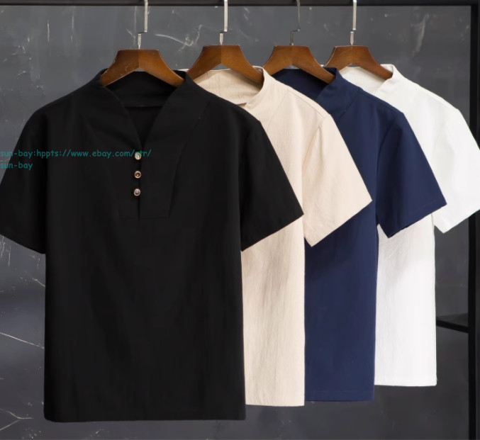 Summer Men 2pc Cotton Linen Walking Suit Outfits Slim Fit Casual Shirt+ Pant Set