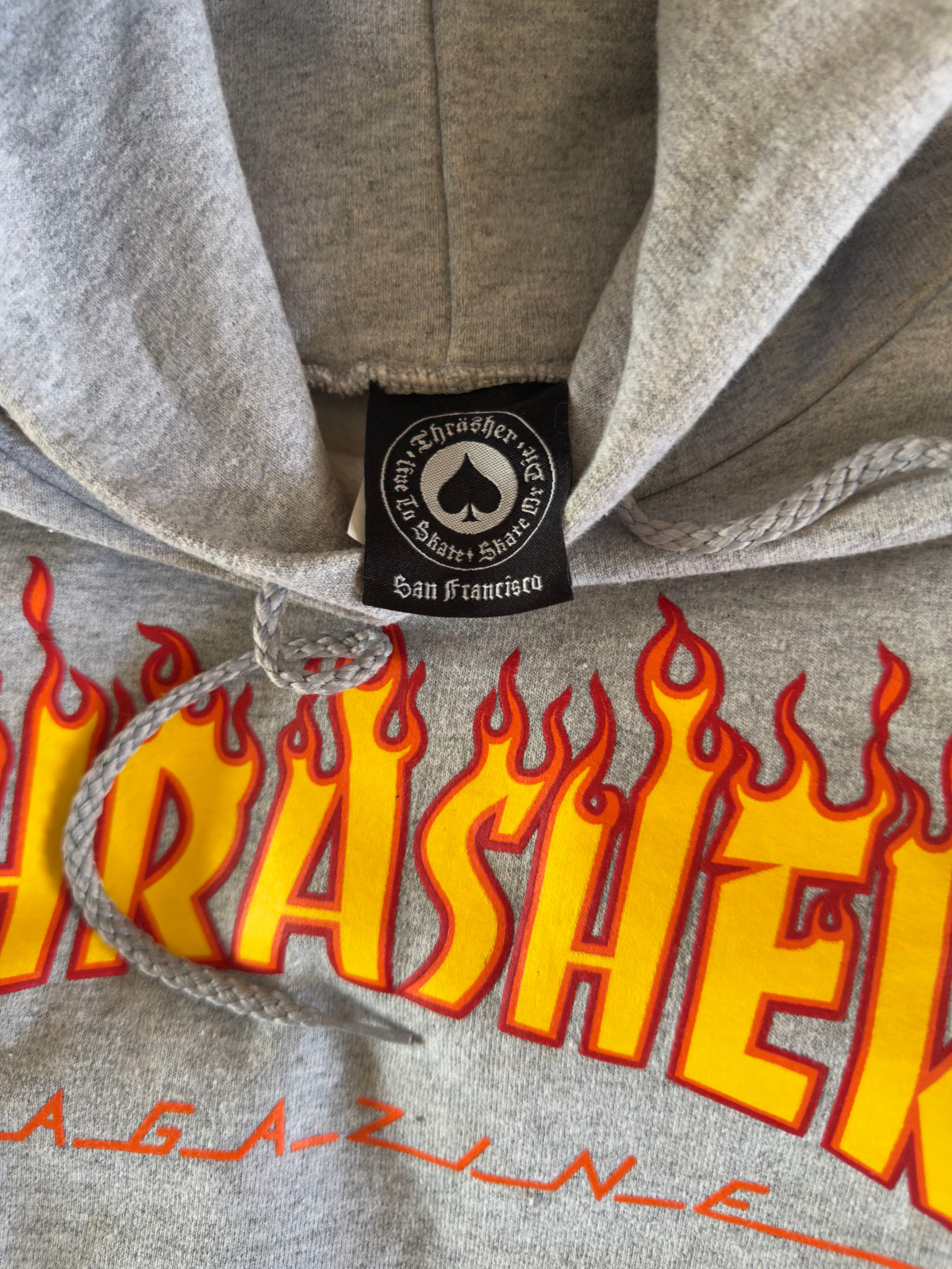 Thrasher Flame Logo Hoodie Gray Size Small Excellent Condition