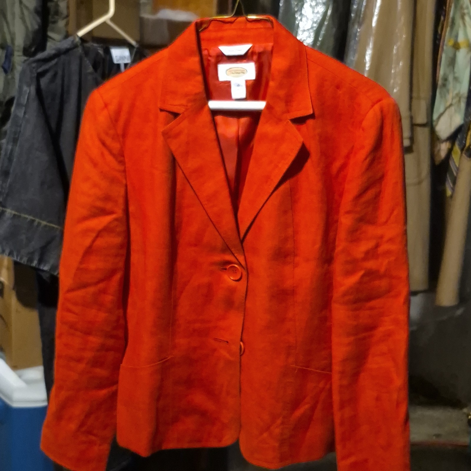 Talbots Orange Linen Lined Button-Front Blazer Jacket Women’s Size 10