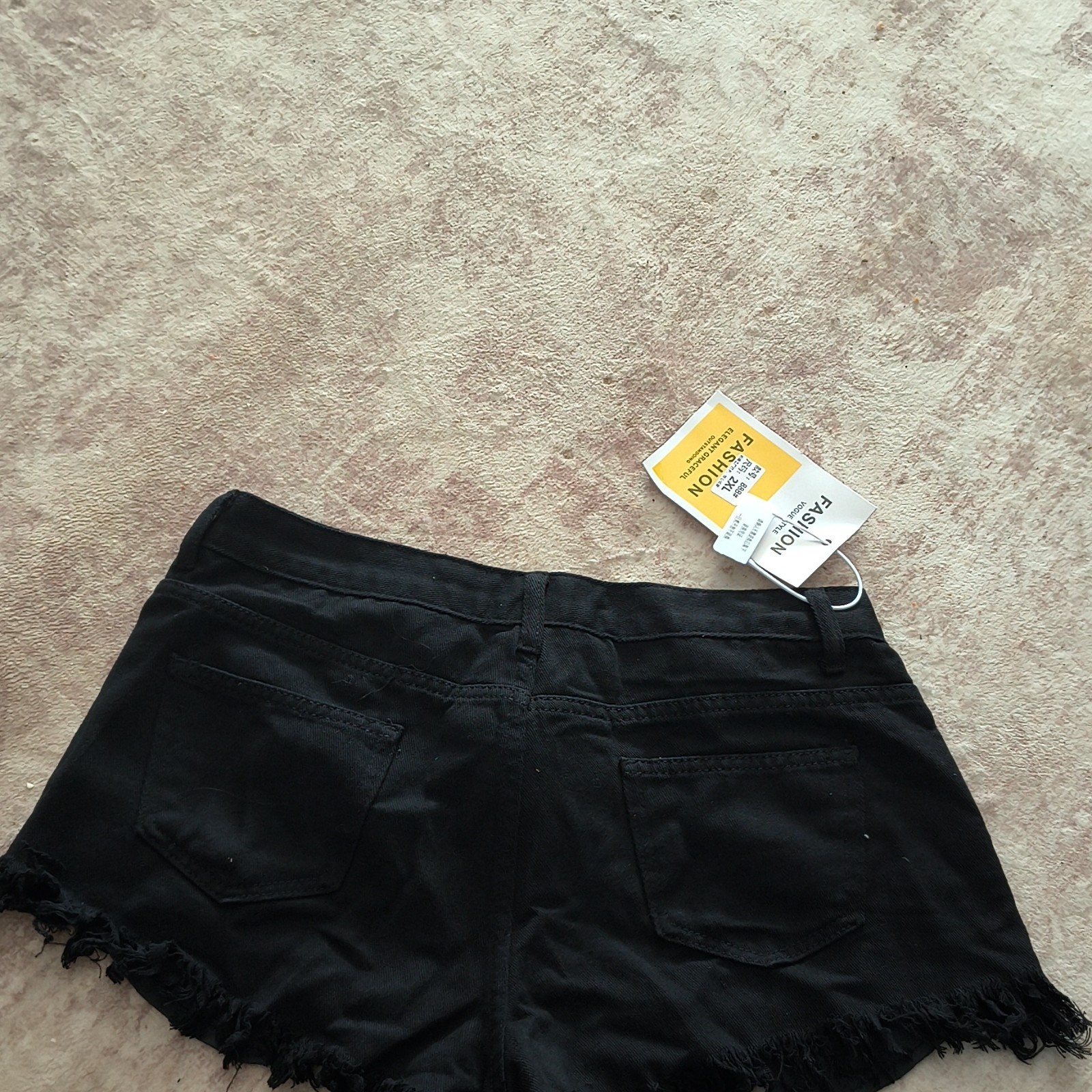 Fashion Women’s 2XL Plus Black Denim Cut Off Shorts High Rise 5-Pocket Button