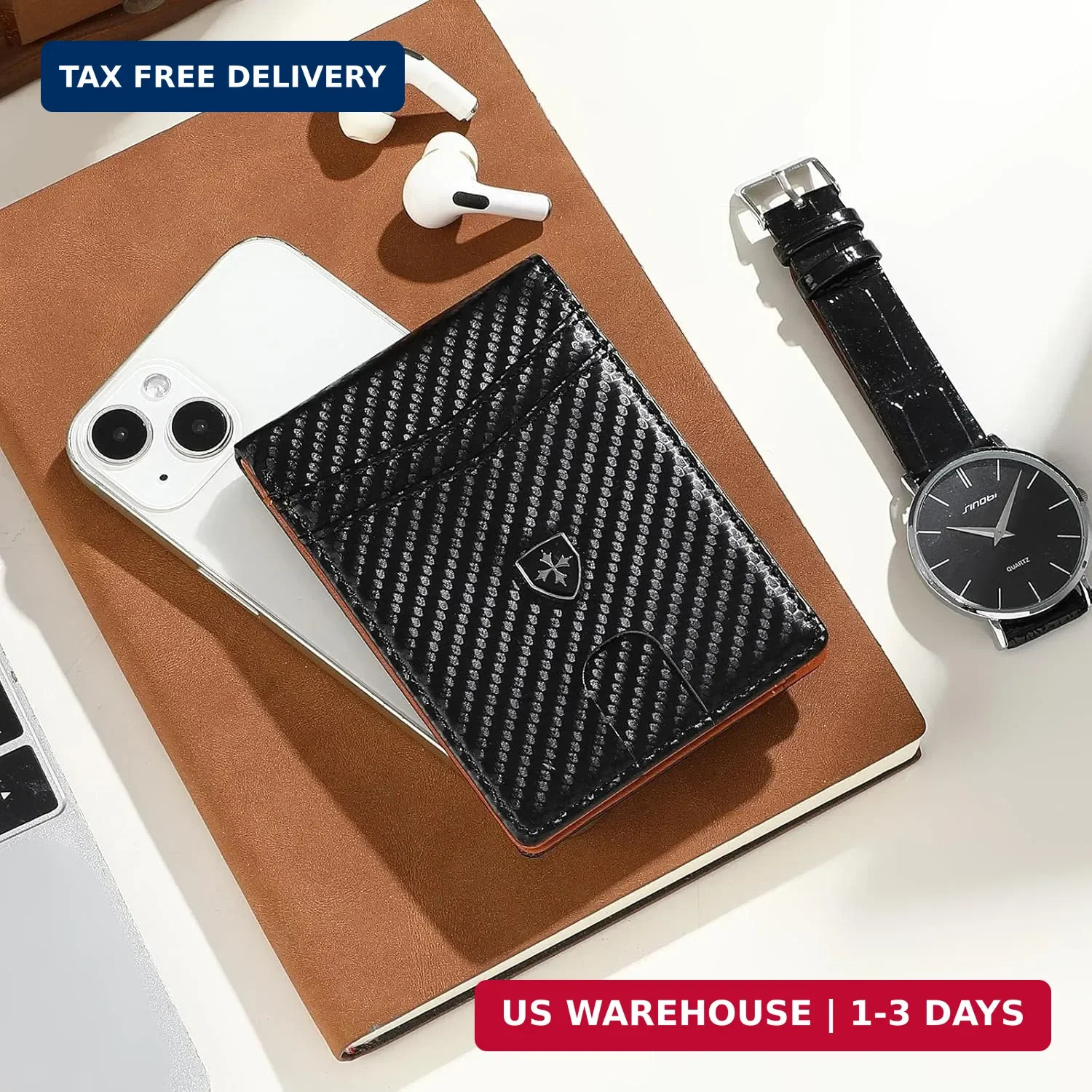 Men Wallet Leather Slim Bifold RFID Blocking Minimalist Front Pocket Card Holder