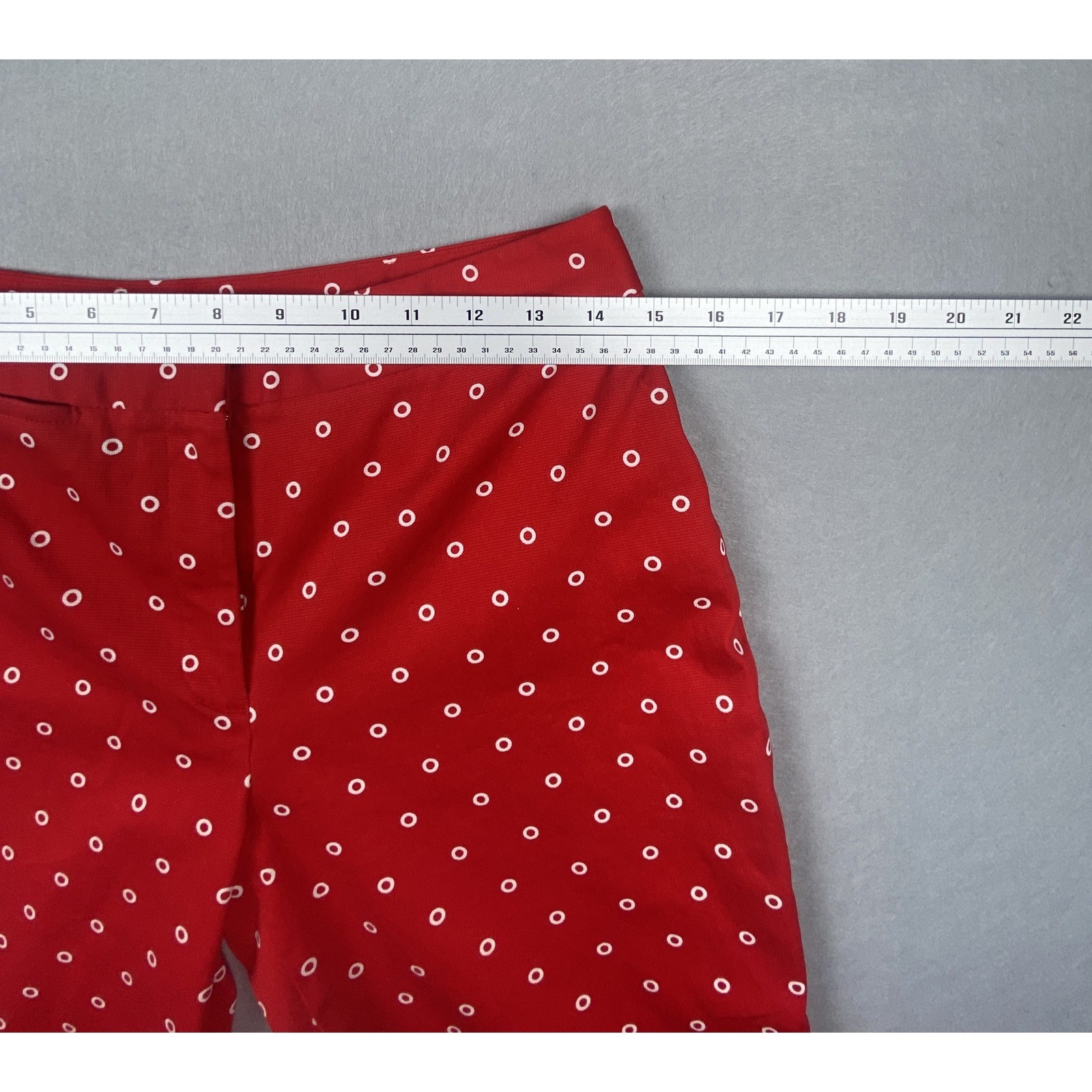 Rafaella Petites Red White Geometric Ring Print Cropped Capri Pants Size 6P