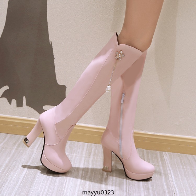 Womens Platform Zip Knee High Boots High Block Heel Winter Shoes Clubwear New