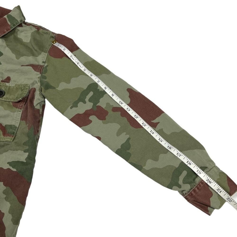 Zara TRF Utility Jacket Green Brown Camo Button Front Military Women’s S