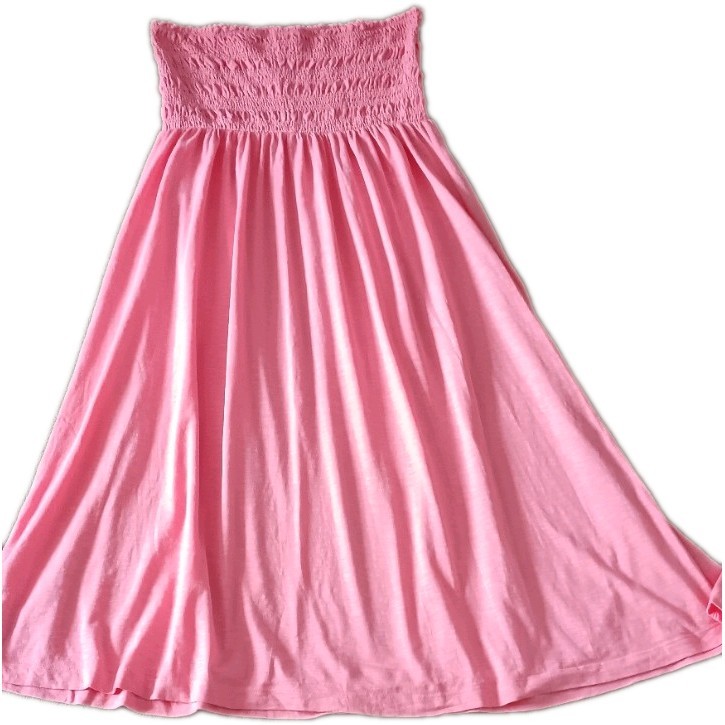 Ladies Salmon Pink Shirred Bandeau Long Jersey Dress Size 20 Petite