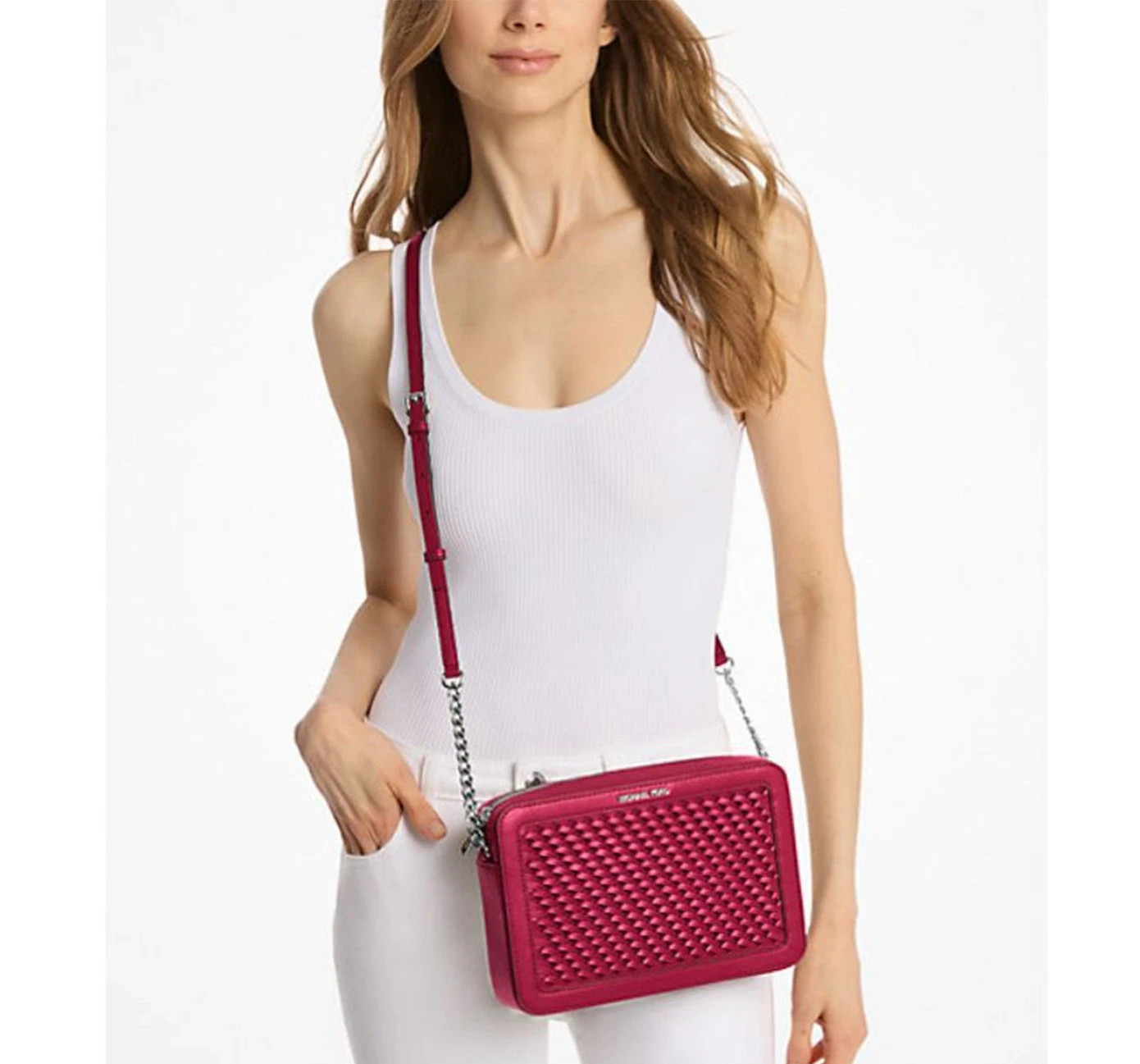 Michael Kors Large Crossbody Bag Handbag Purse Messenger Shoulder Dark Raspberry