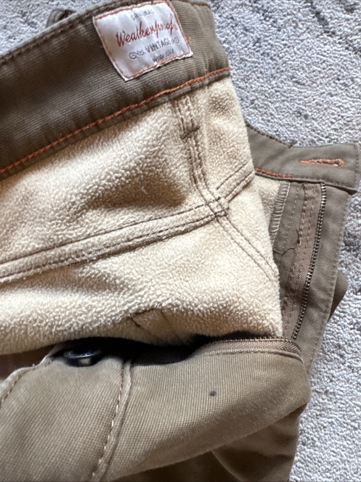 Weatherproof Vintage Fleece Lined Stretch Canvas Regular Fit Men’s 38×32 Wheat