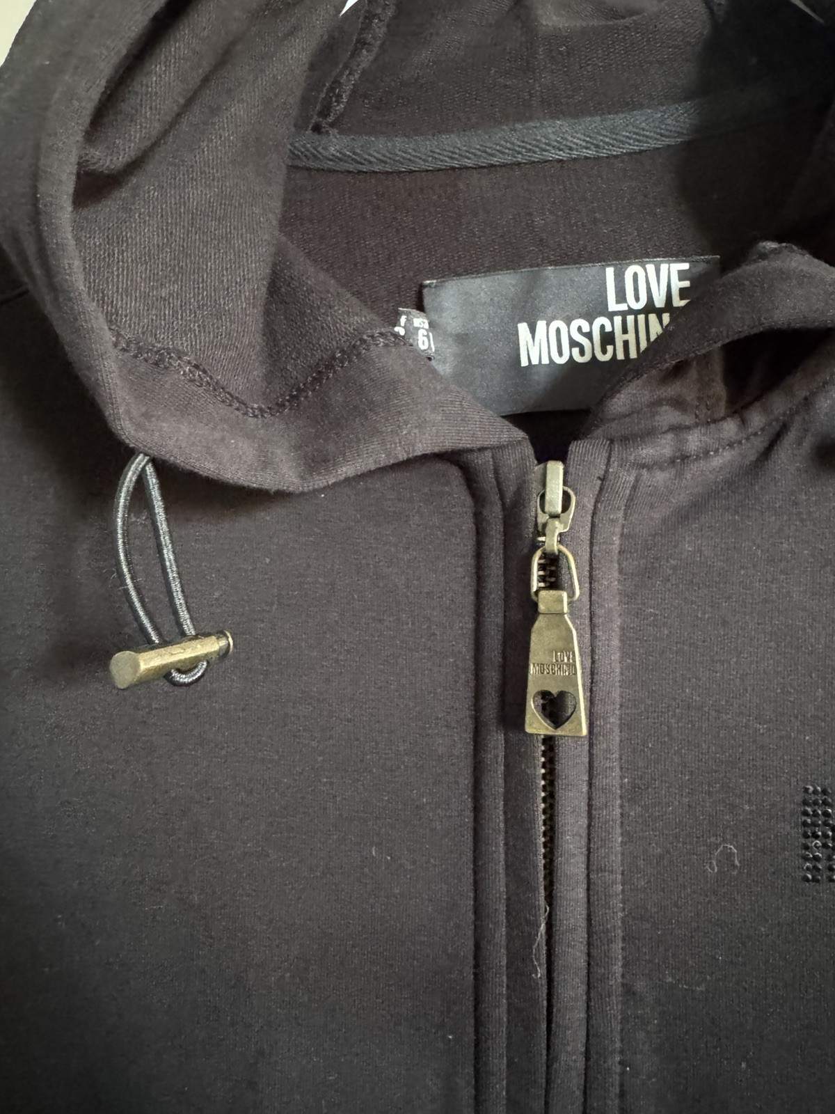 Black Love Moschino bedazzled branded tracksuit lounge set
